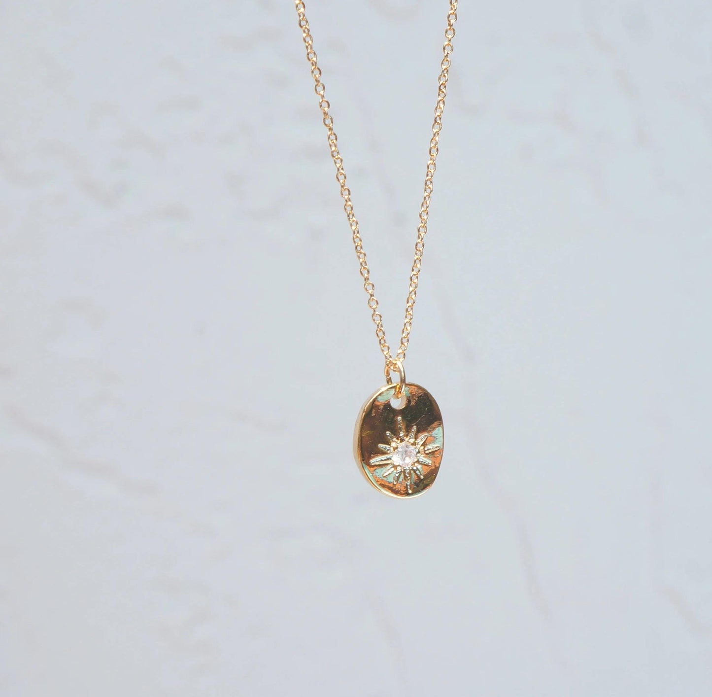 Tiny Sun Necklace Gold Sun Star Necklace Dainty Necklace Starburst CZ Charm Necklace Delicate Minimal Necklace