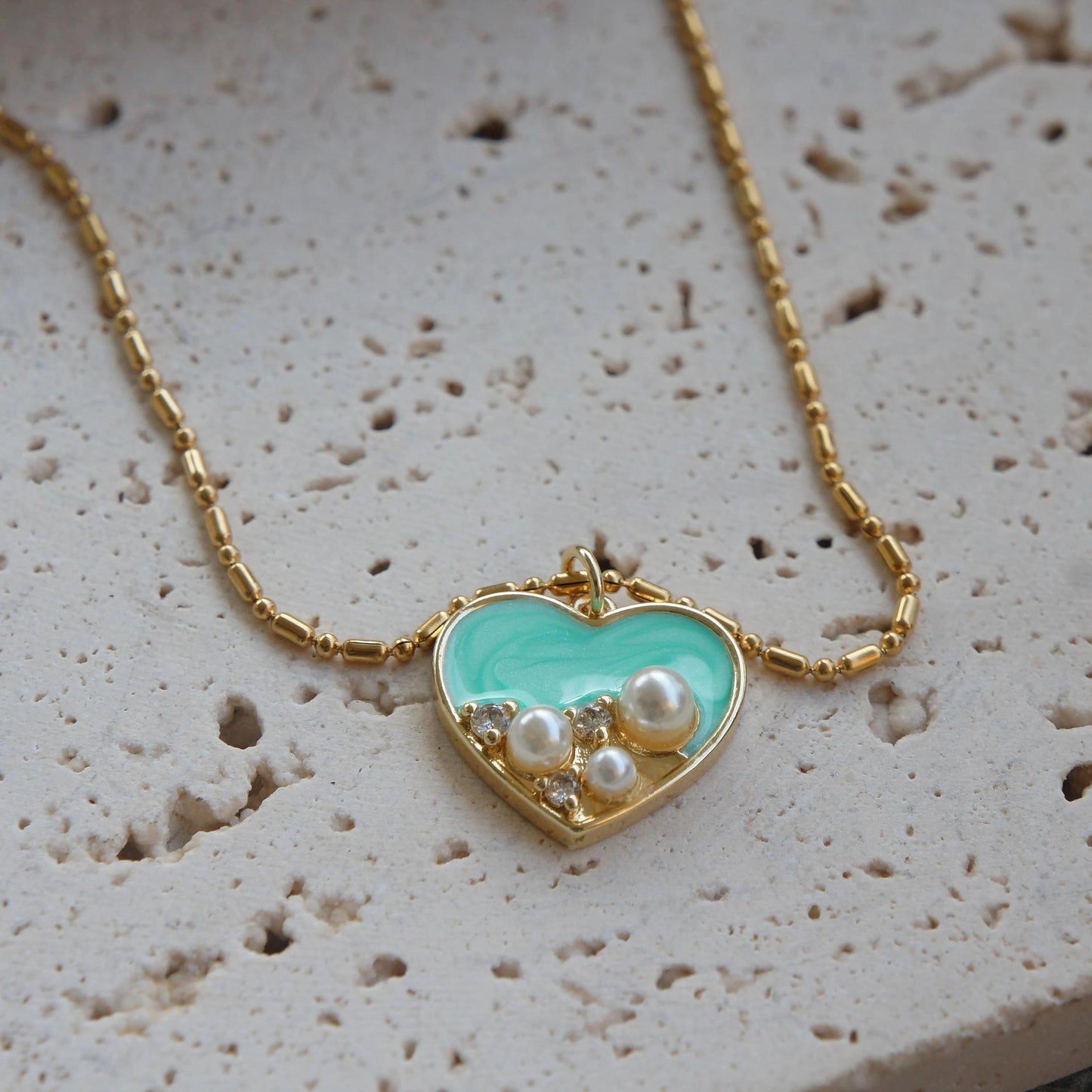 Gold Heart Beach Necklace