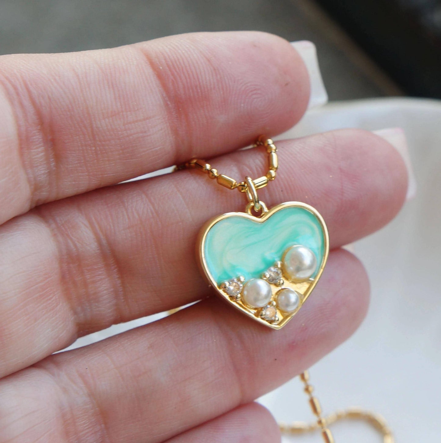 Gold Heart Beach Necklace