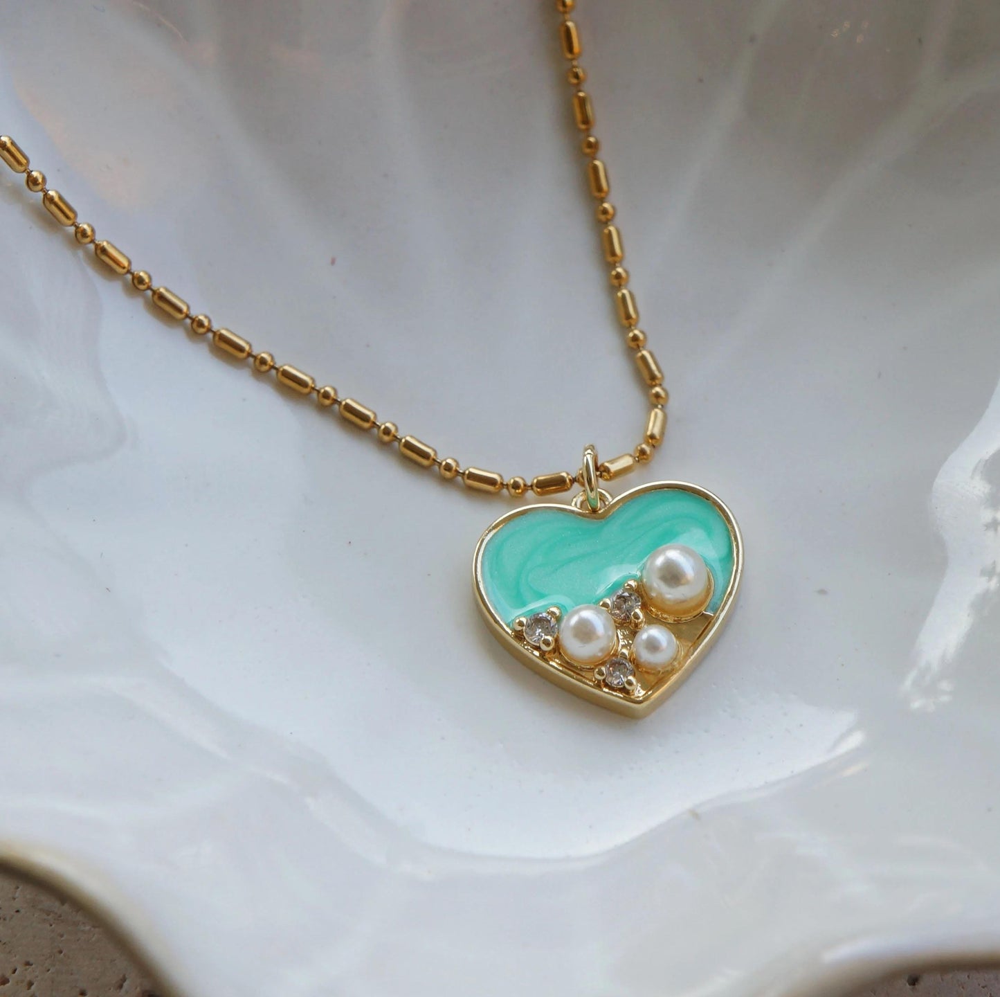 Gold Heart Beach Necklace