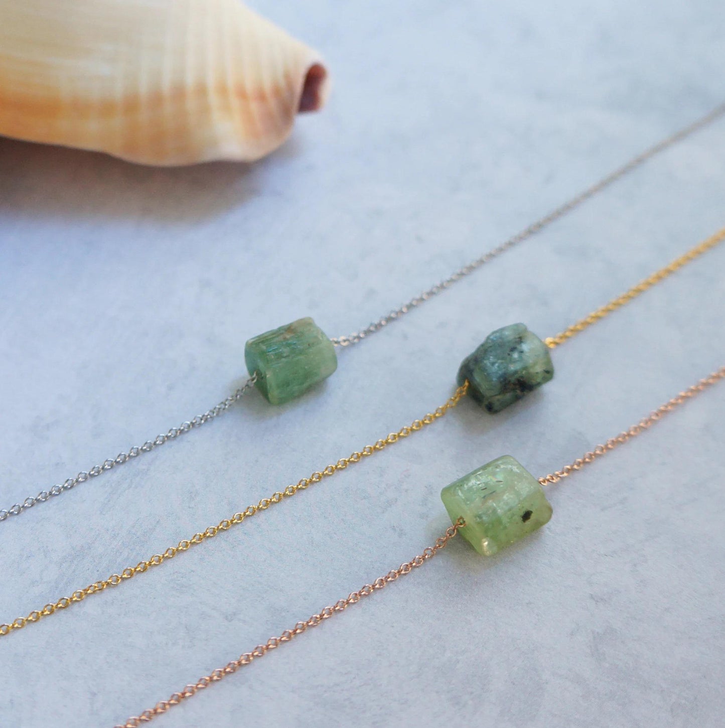 Raw Crystal Necklace Natural Sage Green Kyanite Necklace Rough Stone Layering Necklace Kyanite Stone Pendant Opens Chakras