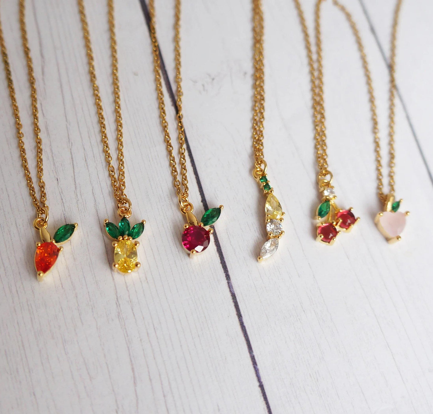 Gold Tiny Necklace Fruit Necklace