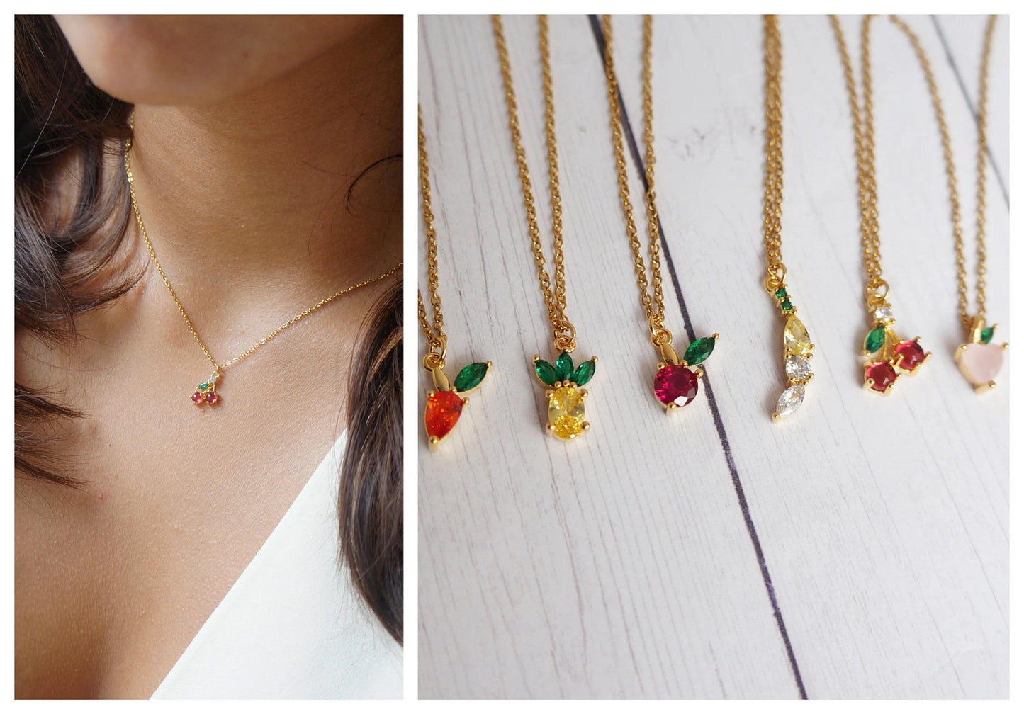 Gold Tiny Necklace Fruit Necklace