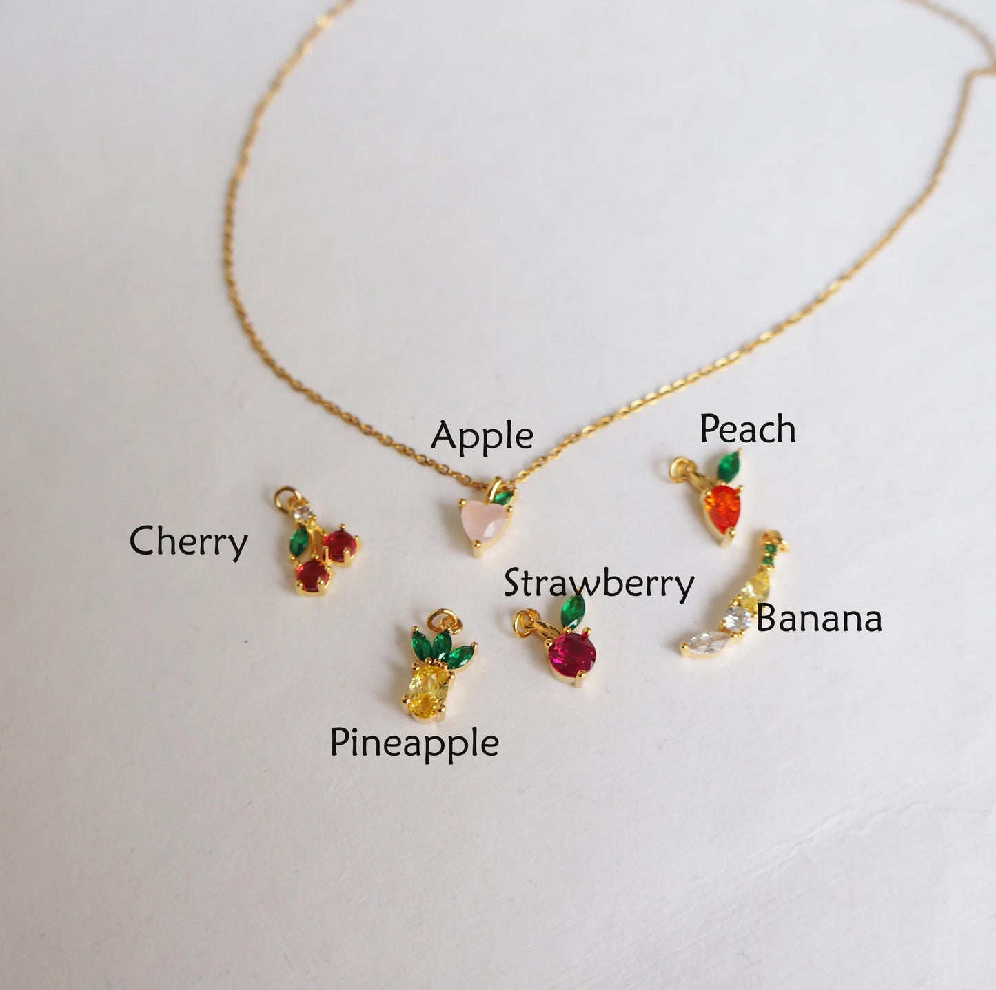 Gold Tiny Necklace Fruit Necklace