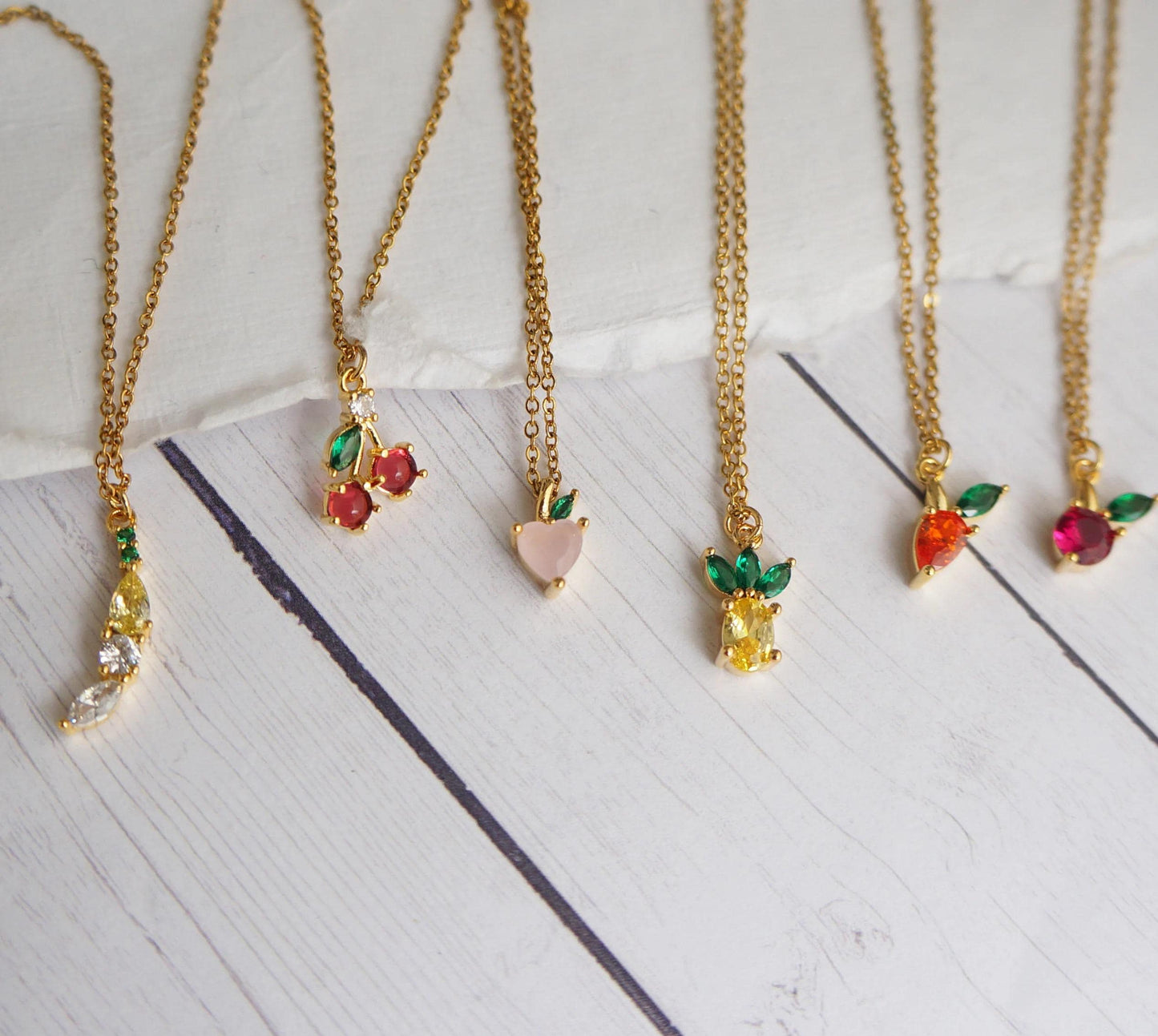 Gold Tiny Necklace Fruit Necklace