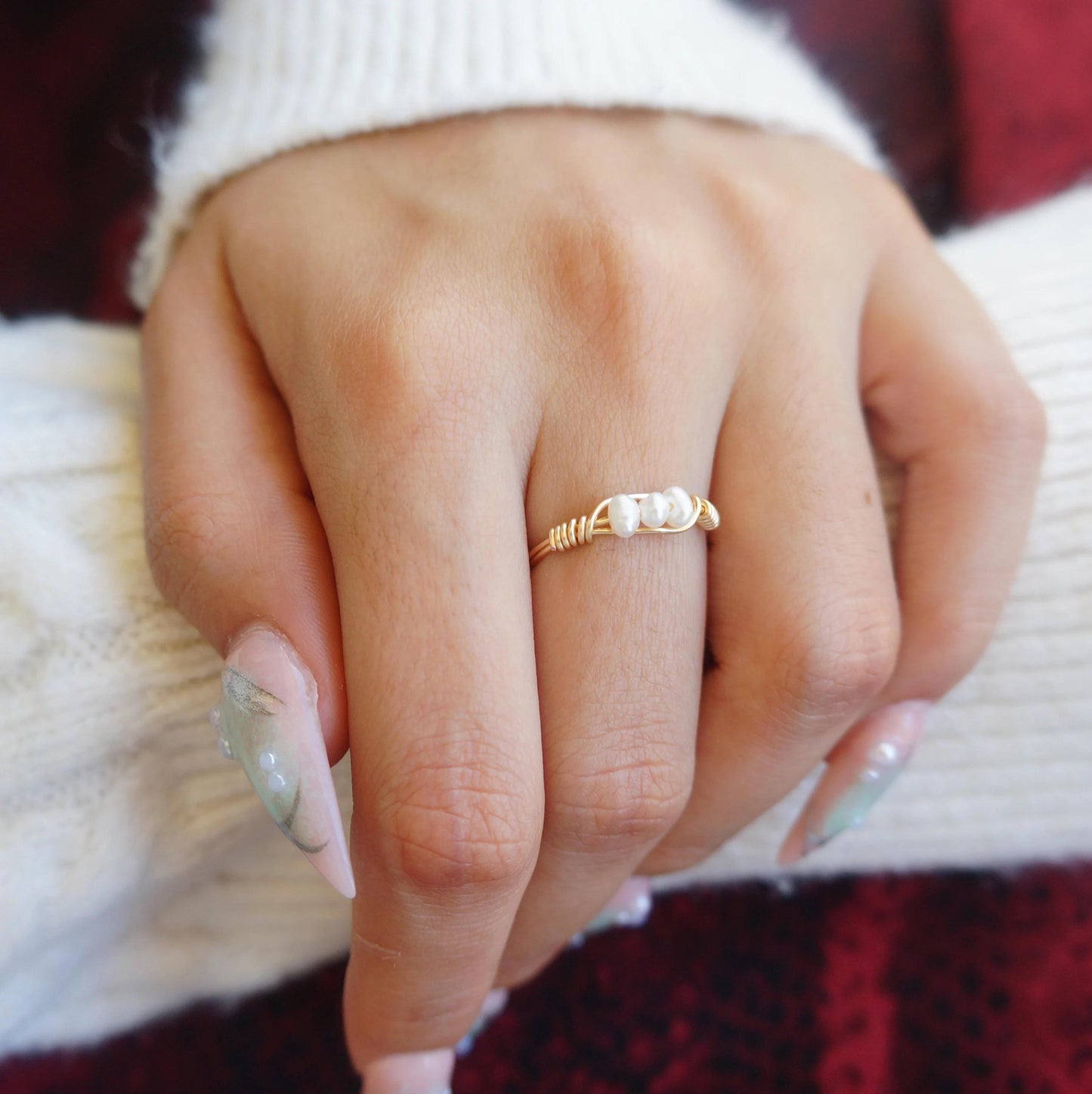 Tiny Freshwater Pearl Ring 14kt Gold Fill Genuine Pearl Delicate Handmade Ring Dainty Tiny Pearls Stacking Ring June Birthday Pearl Gift