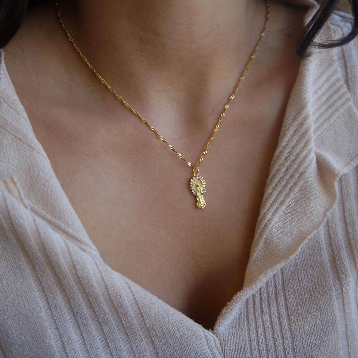 Delicate Small Virgin Mary Necklace