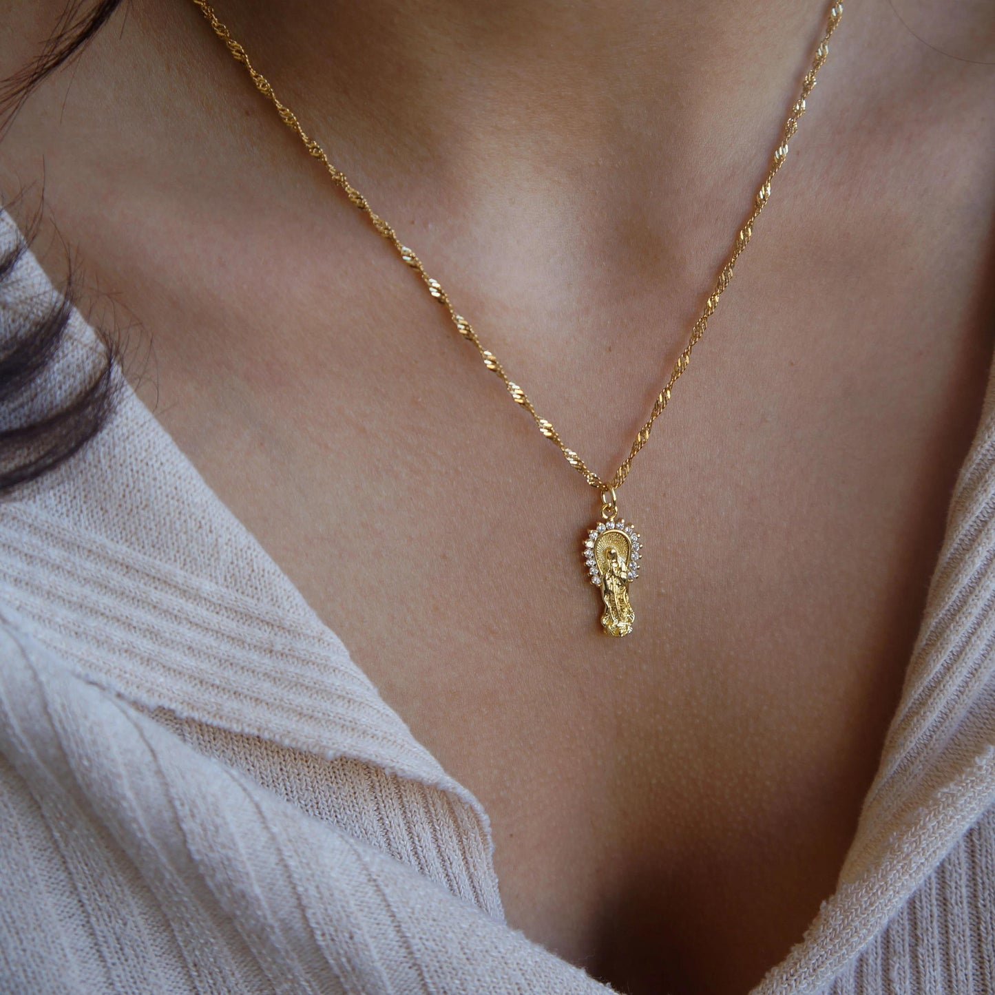 Delicate Small Virgin Mary Necklace