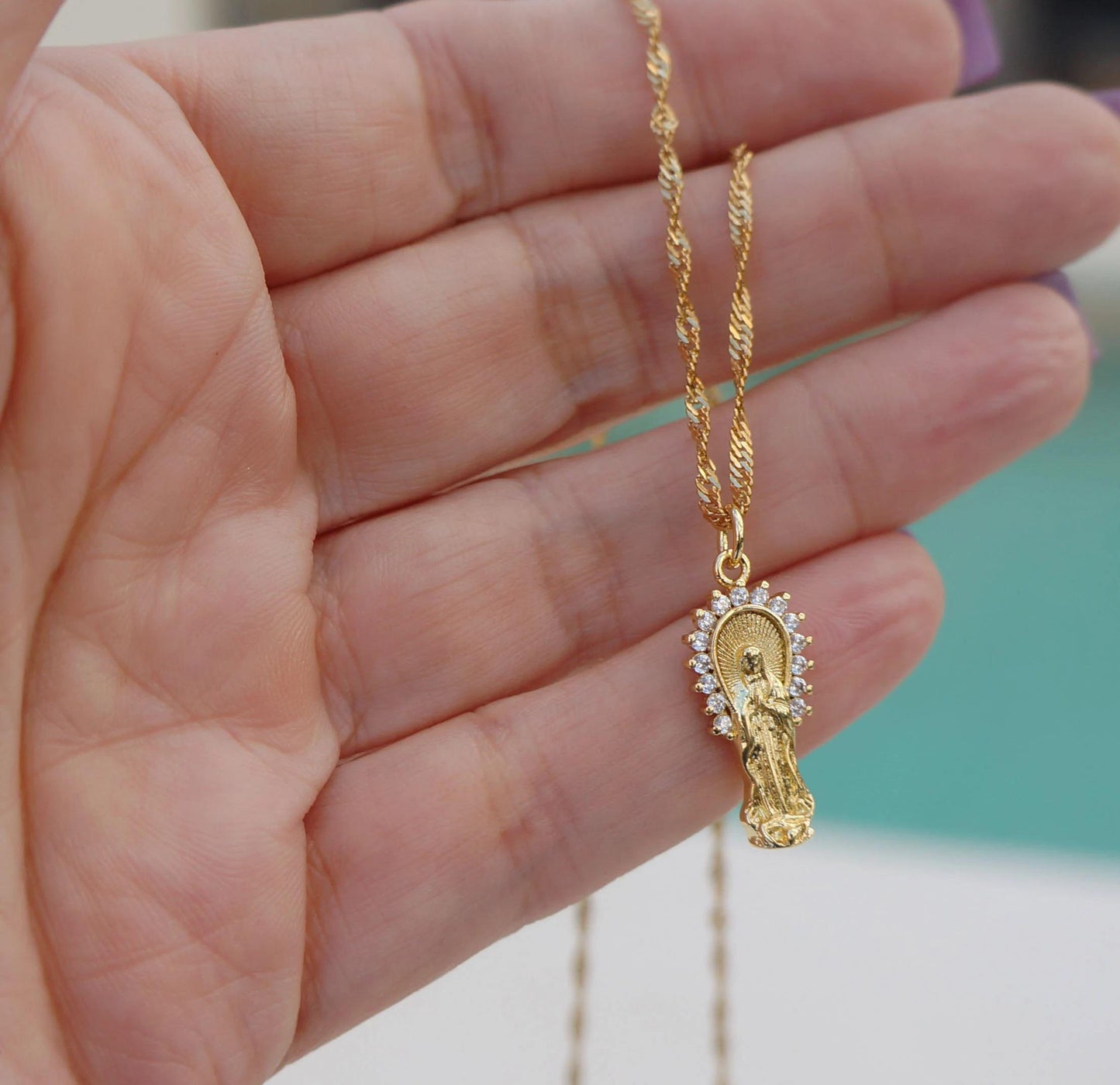 Delicate Small Virgin Mary Necklace