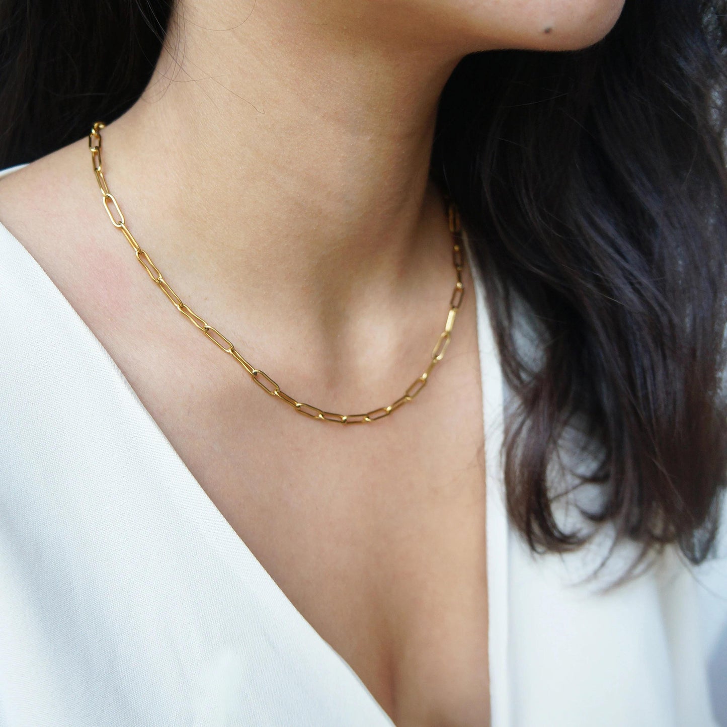 Paperclip Chain Necklace Link Chain Necklace Layering Chain Gold Link Choker Gold Paper Clip Necklace for Women