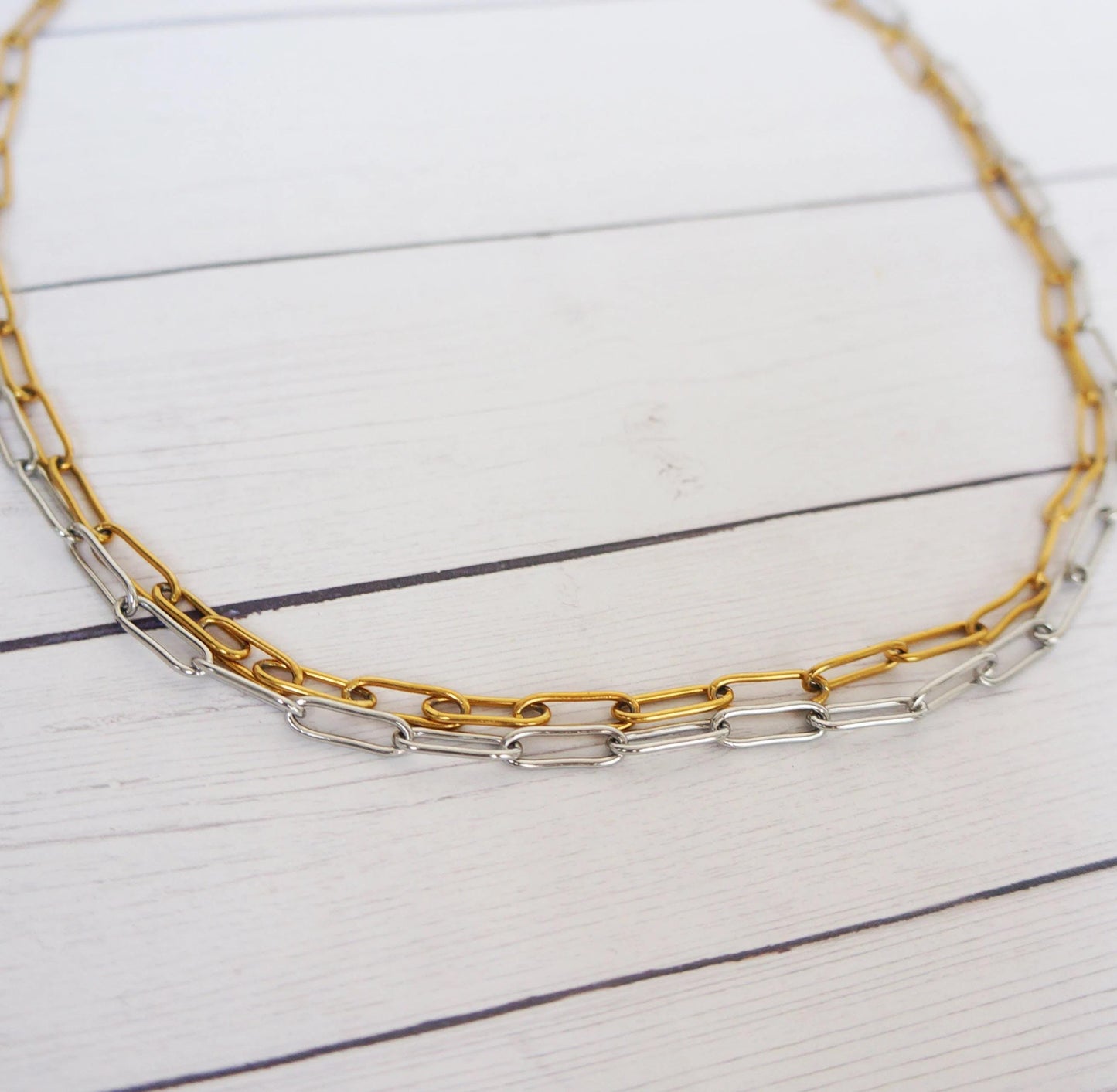 Paperclip Chain Necklace Link Chain Necklace Layering Chain Gold Link Choker Gold Paper Clip Necklace for Women