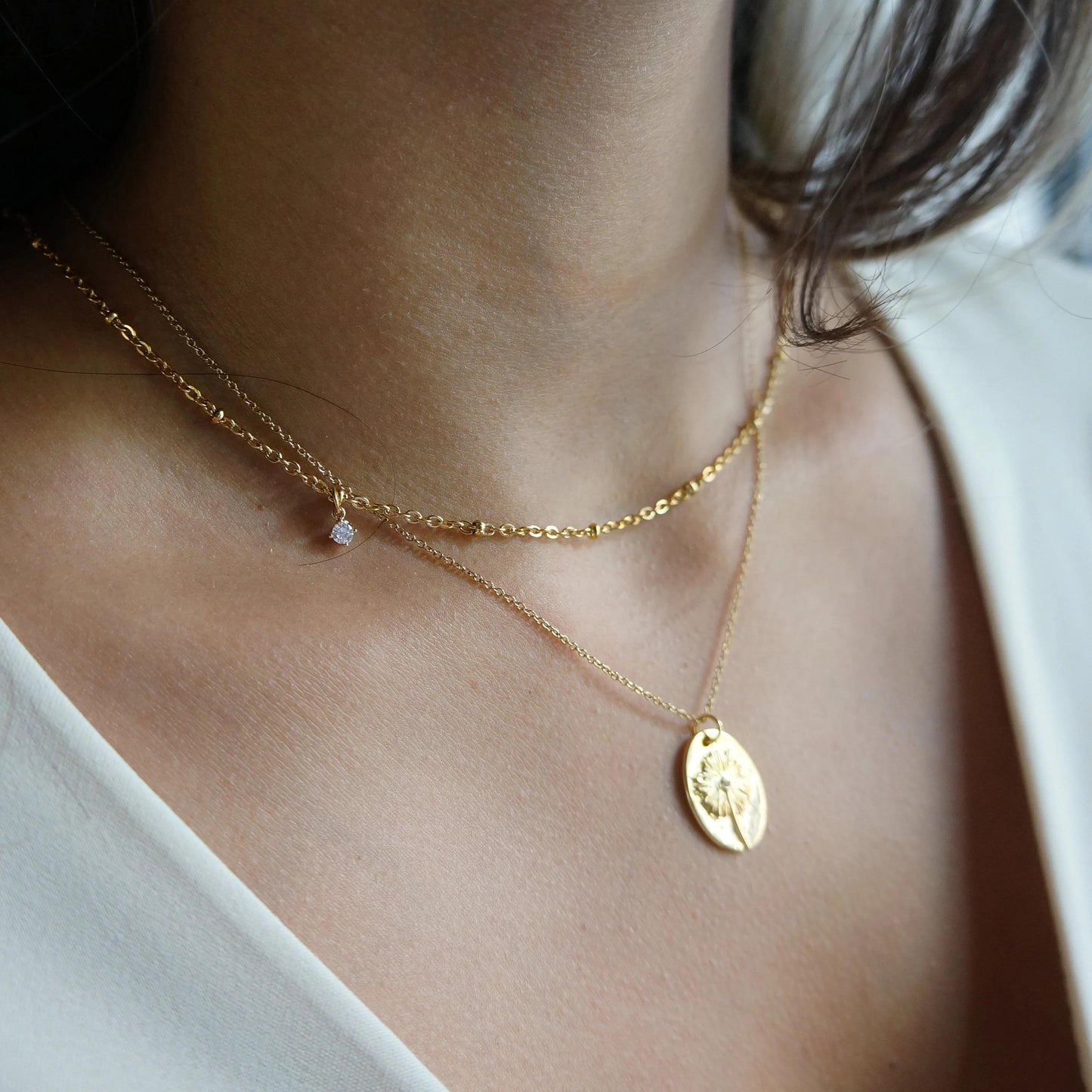 Gold Dainty Satellite Sparkle Chain Delicate Layered Chain Minimalist Necklace Crystal Charm Choker Chain Necklace Jewelry Gift for Women