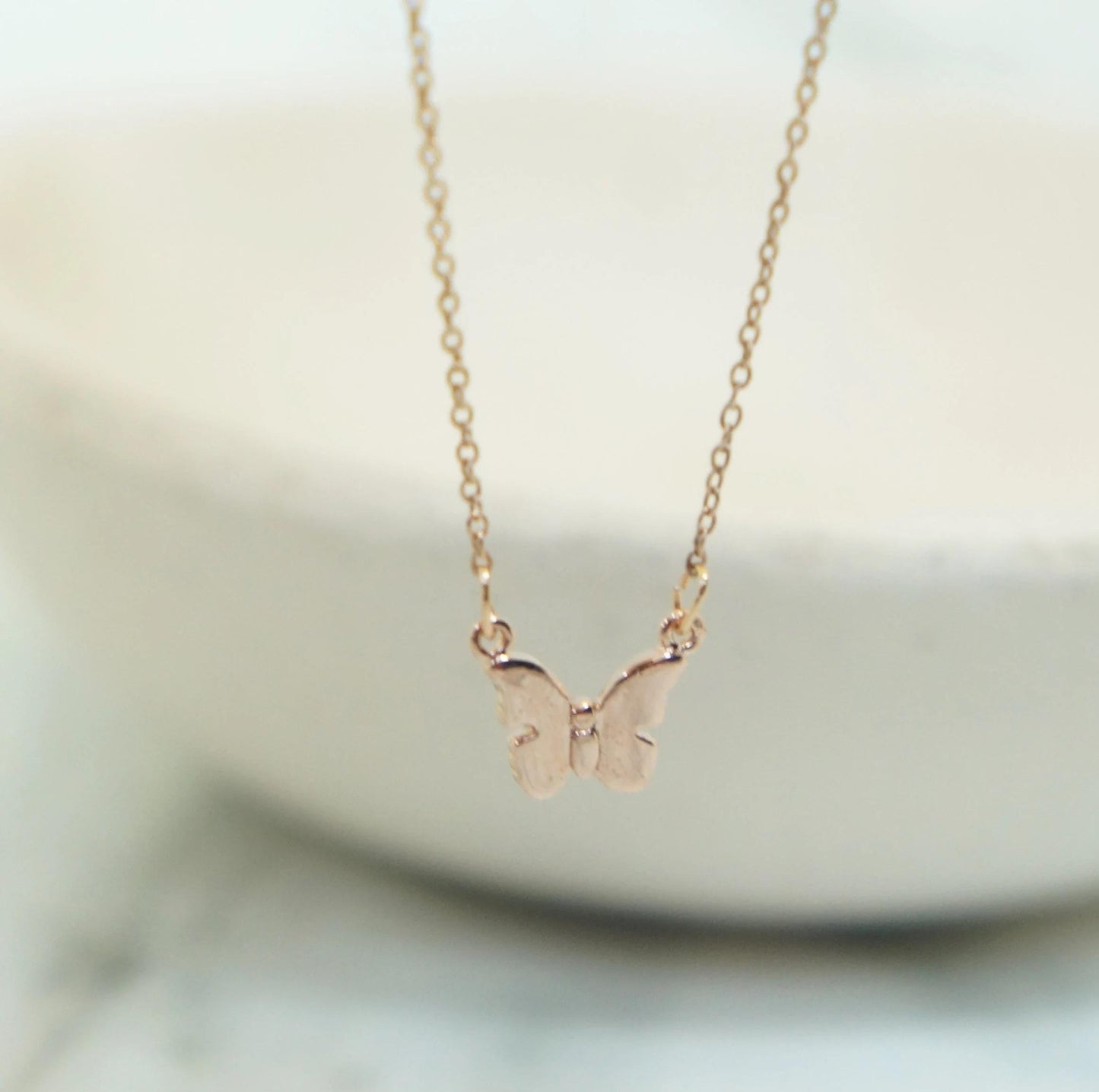 Tiny Butterfly Necklace, Delicate Minimalist Gift, Dainty Pendant Jewelry, Gift For Her, Simple Charm Necklace, Dainty Insect Pendant