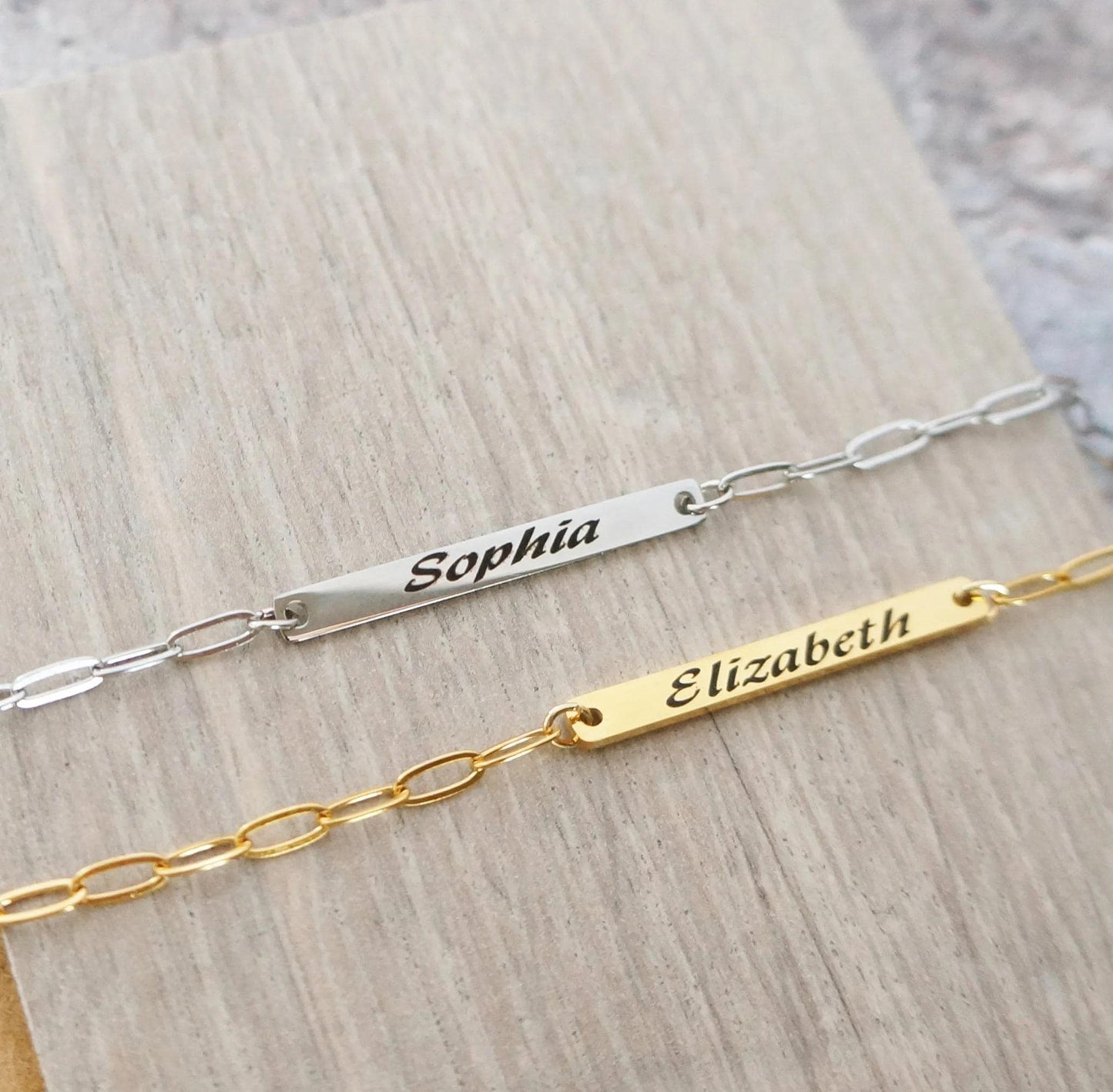 Engraved Bar Necklace for Woman Personalized