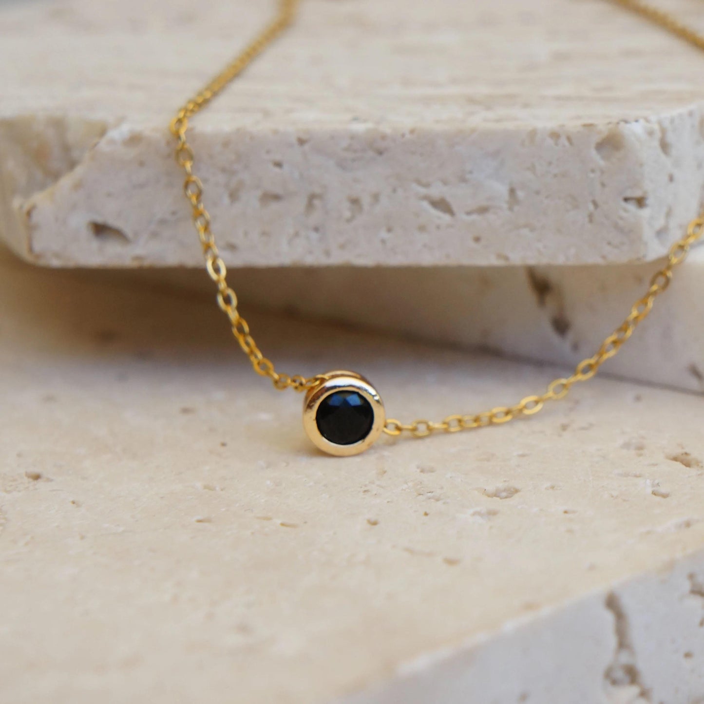 Small Black CZ Crystal Necklace, Delicate Gift for Her, Elegant Pendant, Dainty Jewelry, Women's Gift, Minimalist Jewelry