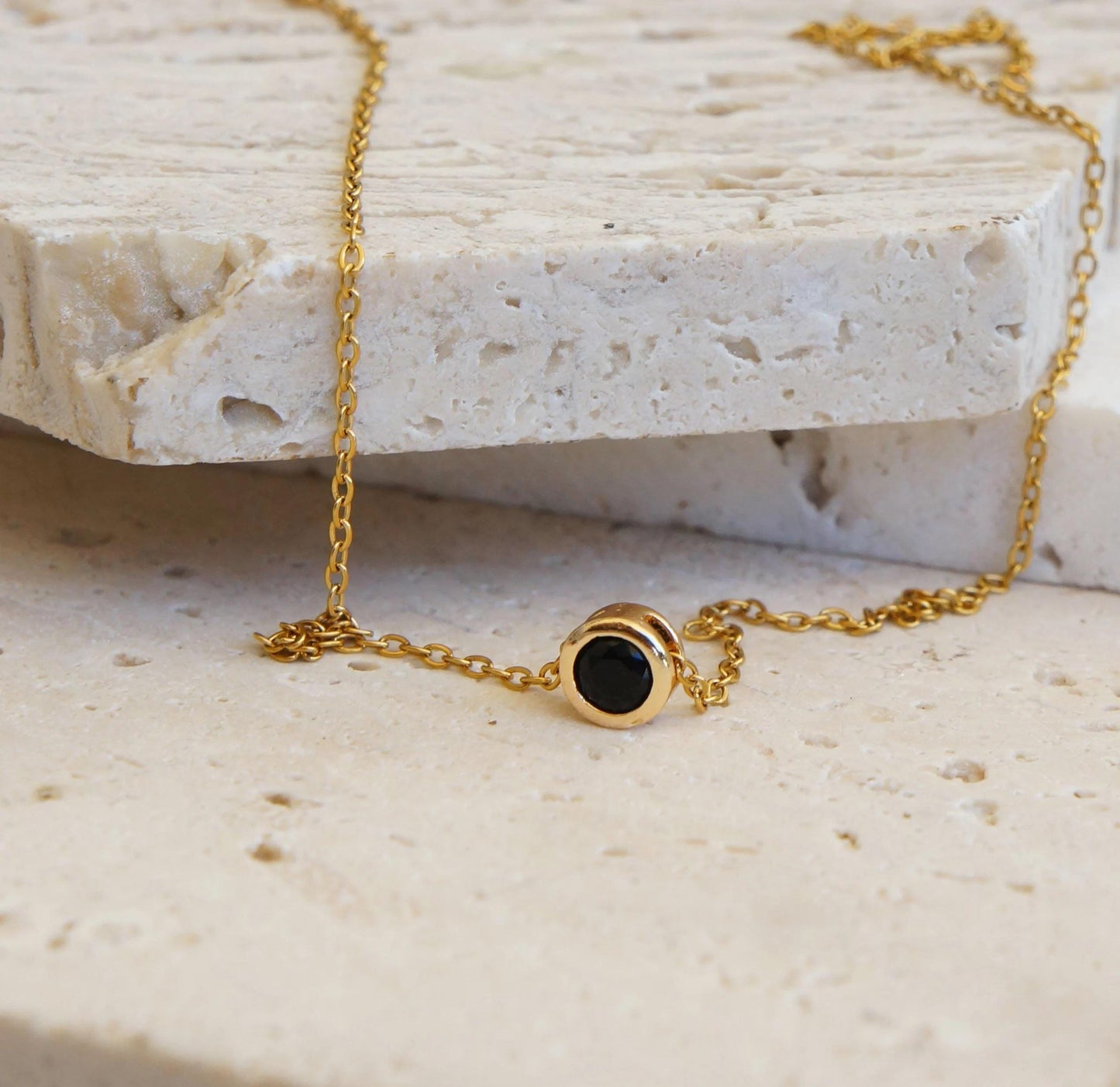 Small Black CZ Crystal Necklace, Delicate Gift for Her, Elegant Pendant, Dainty Jewelry, Women's Gift, Minimalist Jewelry