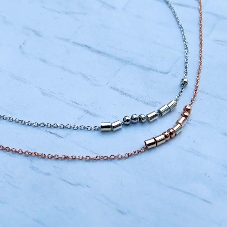 Morse Code Necklace Secret Message Necklace Hidden Message Bridesmaid Gift Gold Necklace Personalized Necklace Bridal Shower Name Necklace