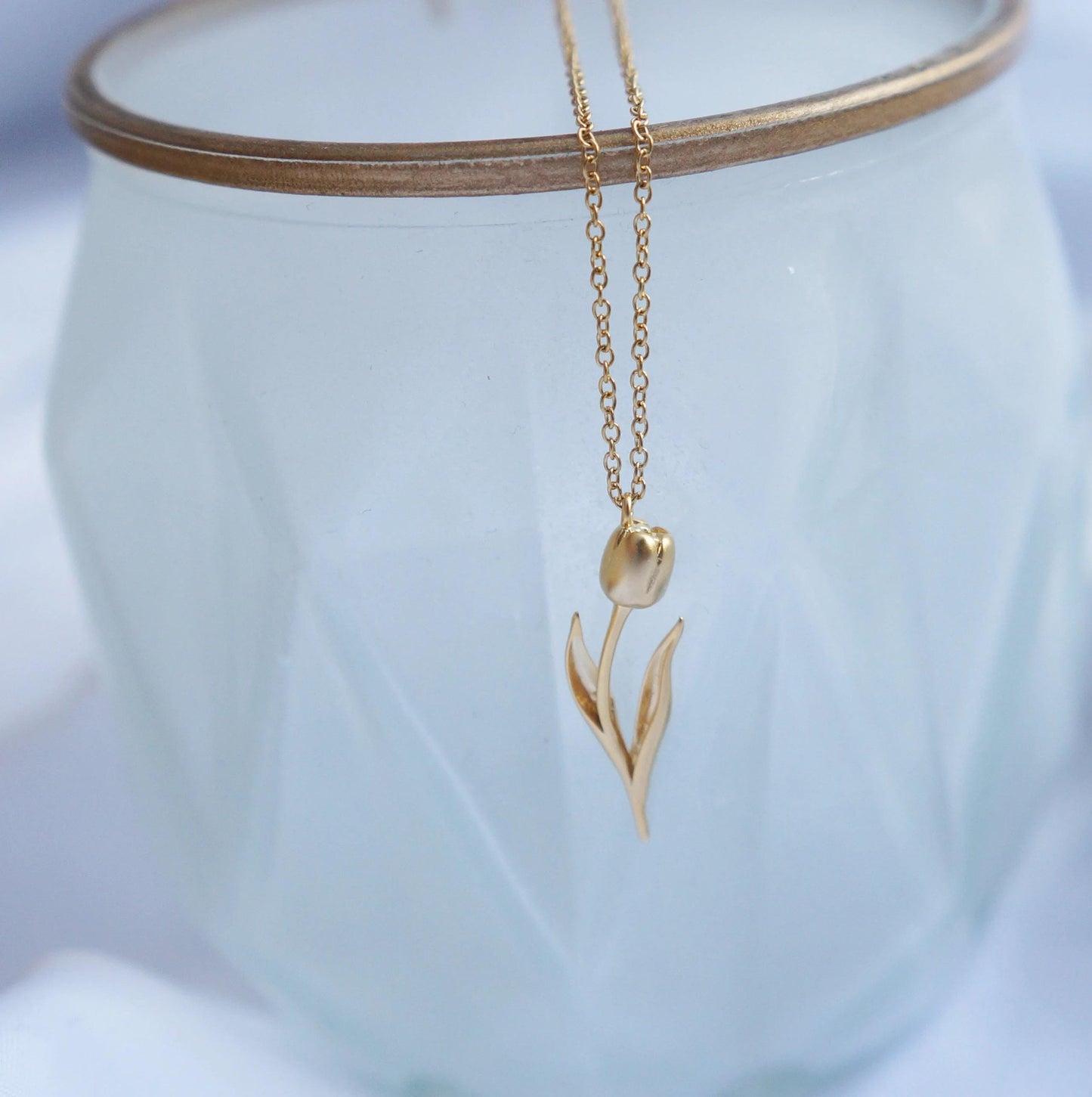 Tulip Flower Necklace Gold Silver, Flower Charm Gift For Mom, Floral Pendant, Dainty Jewelry, Mother's Day Gift, Simple Jewelry