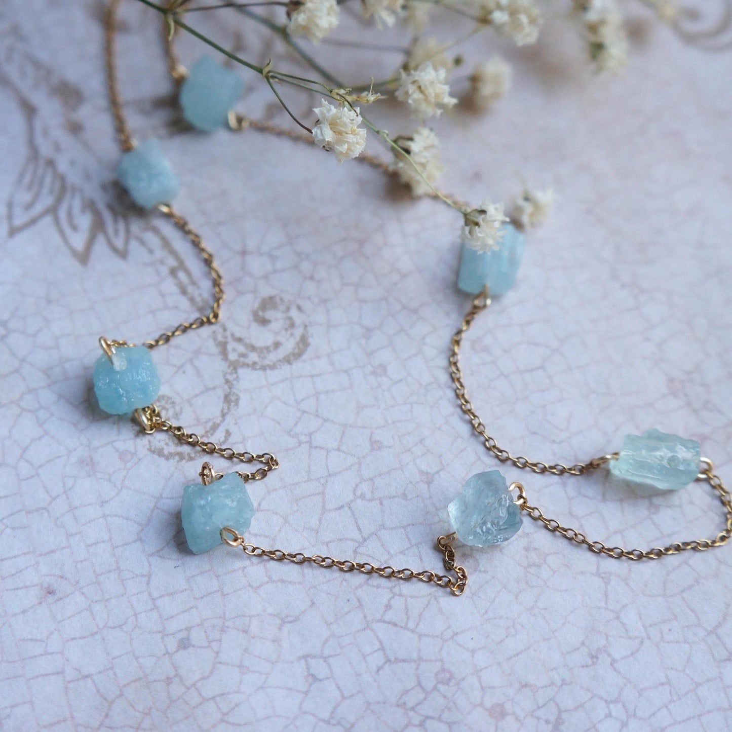 Aquamarine Choker Necklace Rough Gemstone Necklace March Birthstone Gift Crystal Necklace Stone Choker