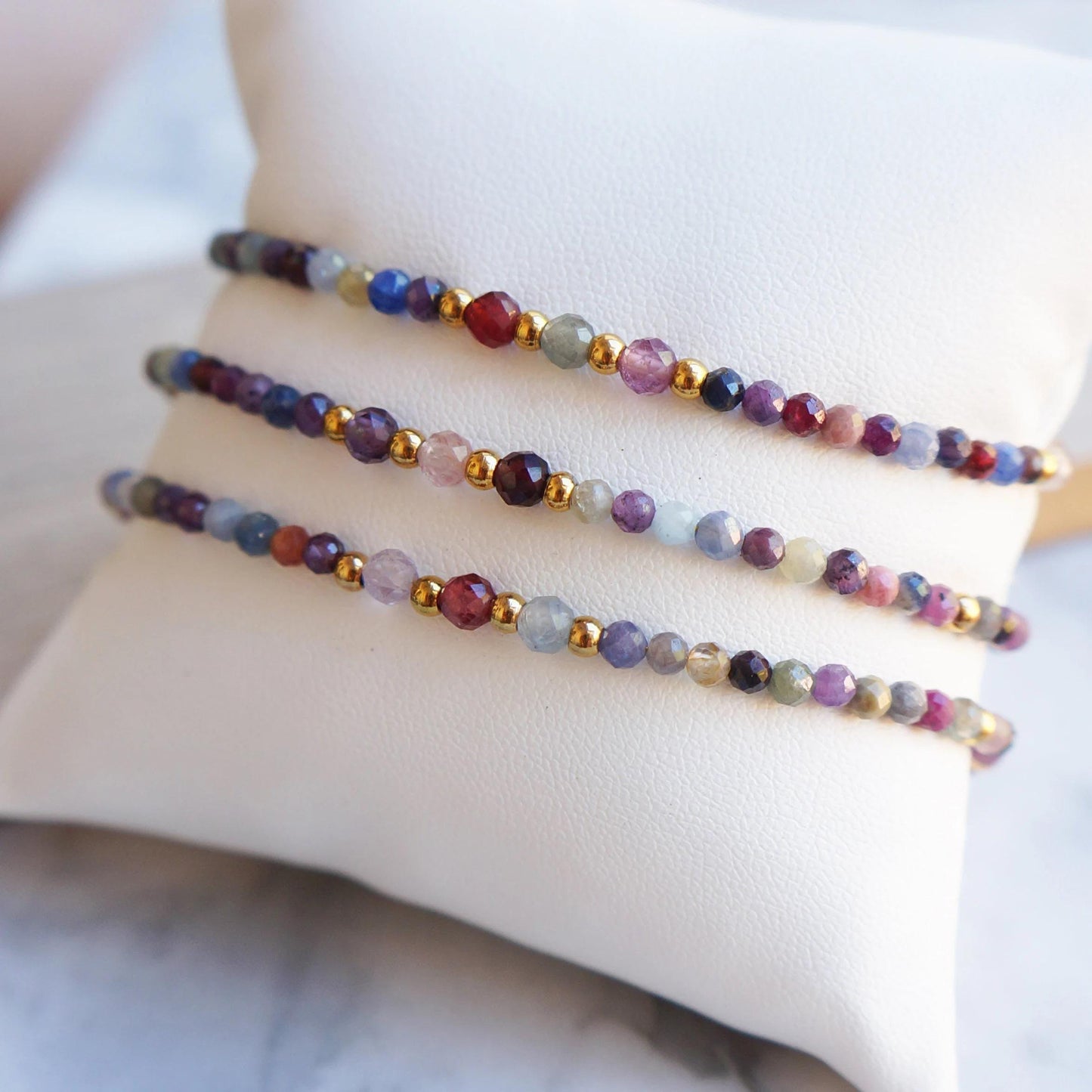 Multi Sapphire Bracelet September Birthstone Natural Burma Sapphire Tiny Stones Bracelet for Women Gift Gemstone Bracelet Genuine Sapphire