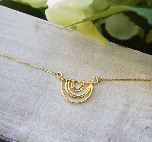 Minimalist Dainty Gold Necklace Rainbow Necklace Hope Necklace Handmade Gift for Mom New Day Necklace Happy Necklace