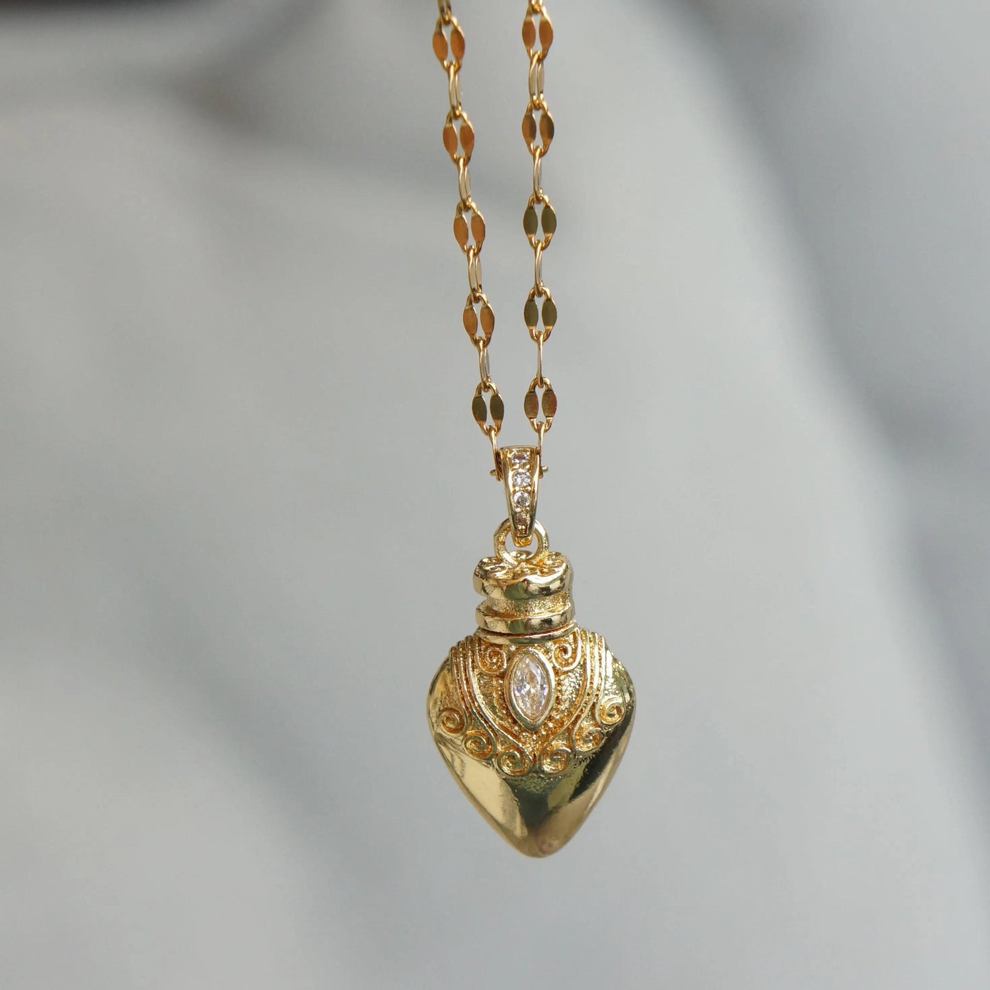 Little Gold Vial Pendant Necklace