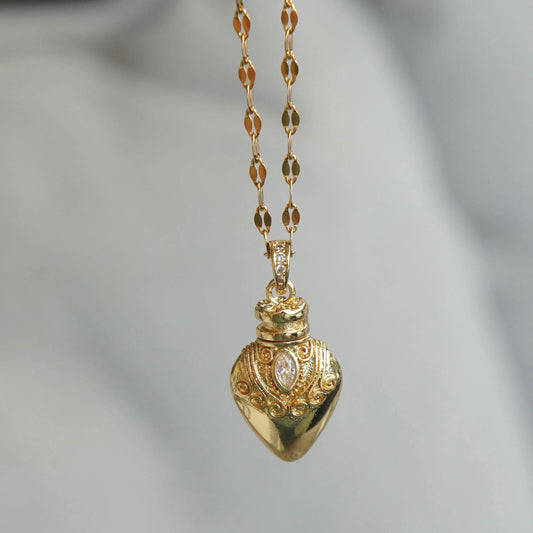 Little Gold Vial Pendant Necklace