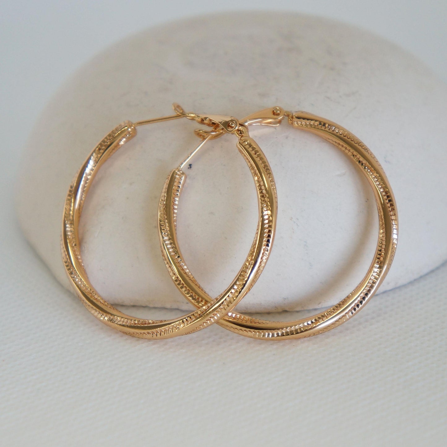 18kt Gold Plated Hoops, Large Hoop Earrings, Minimalist Jewelry, Statement Earrings, Twisted Hoops Earrings, Gift For Her, Birthday