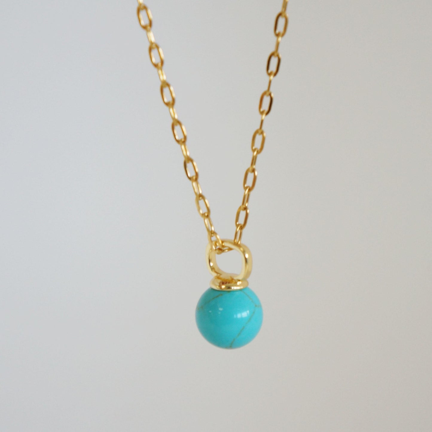 Minimal Turquoise Pendant Necklace, Dainty Round Turquoise Charm, Simple Jewelry, Dainty, Minimalist, Jewelry for Her, Women Necklace