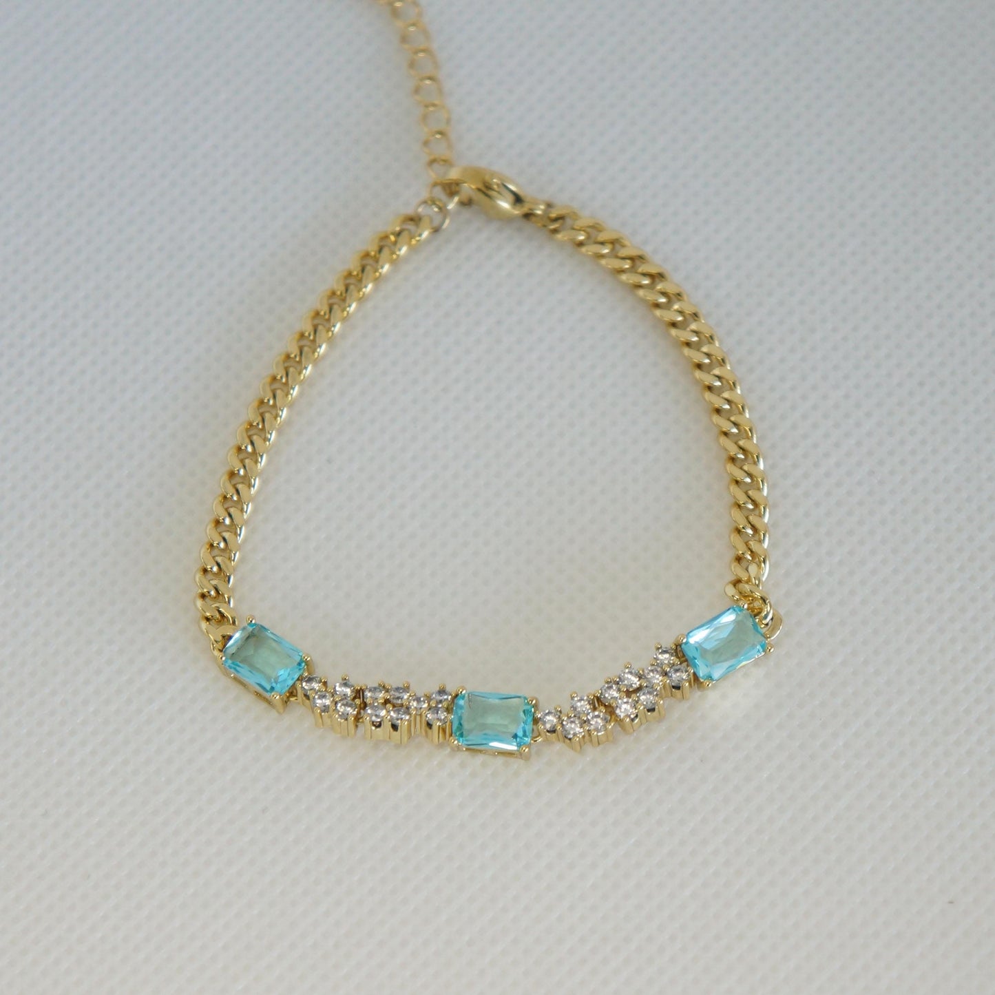 Aquamarine Gold Bracelet, CZ Crystal Bridal Bridesmaids Gift, Dainty Jewelry, Wedding Accessory, March Birthstone Gift, Birthday, Jewelry