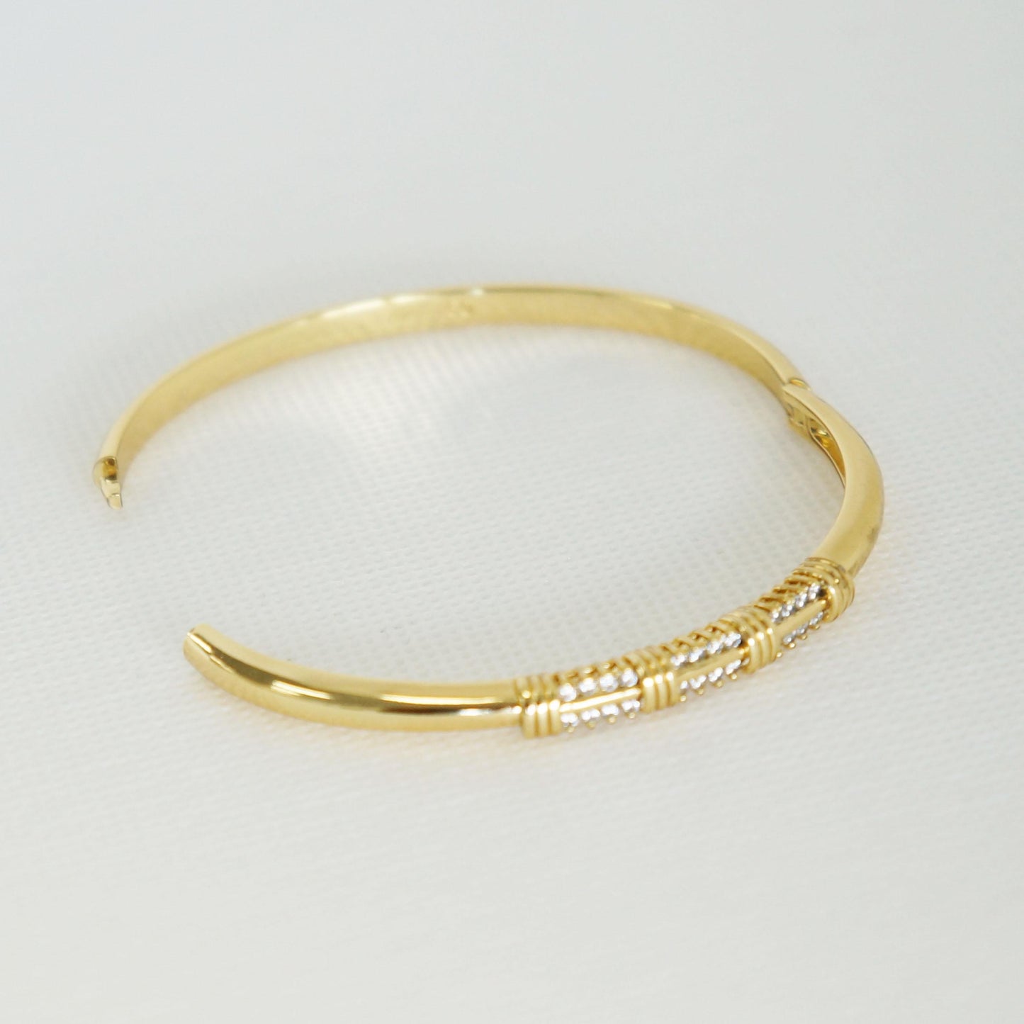 Gold Bangle Bracelet with Clear CZ Crystal, Dainty Elegant Design, Delicate Jewelry, Women's Gift, Bangle, Layering Bracelet, Gold Jewelry