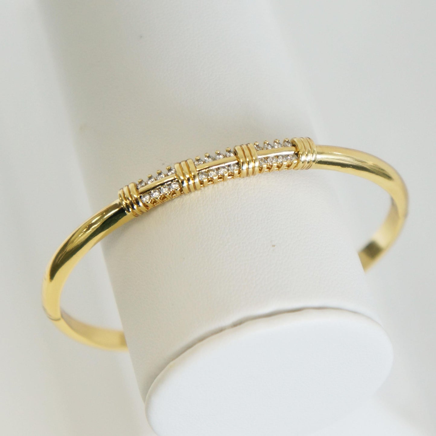 Gold Bangle Bracelet with Clear CZ Crystal, Dainty Elegant Design, Delicate Jewelry, Women's Gift, Bangle, Layering Bracelet, Gold Jewelry