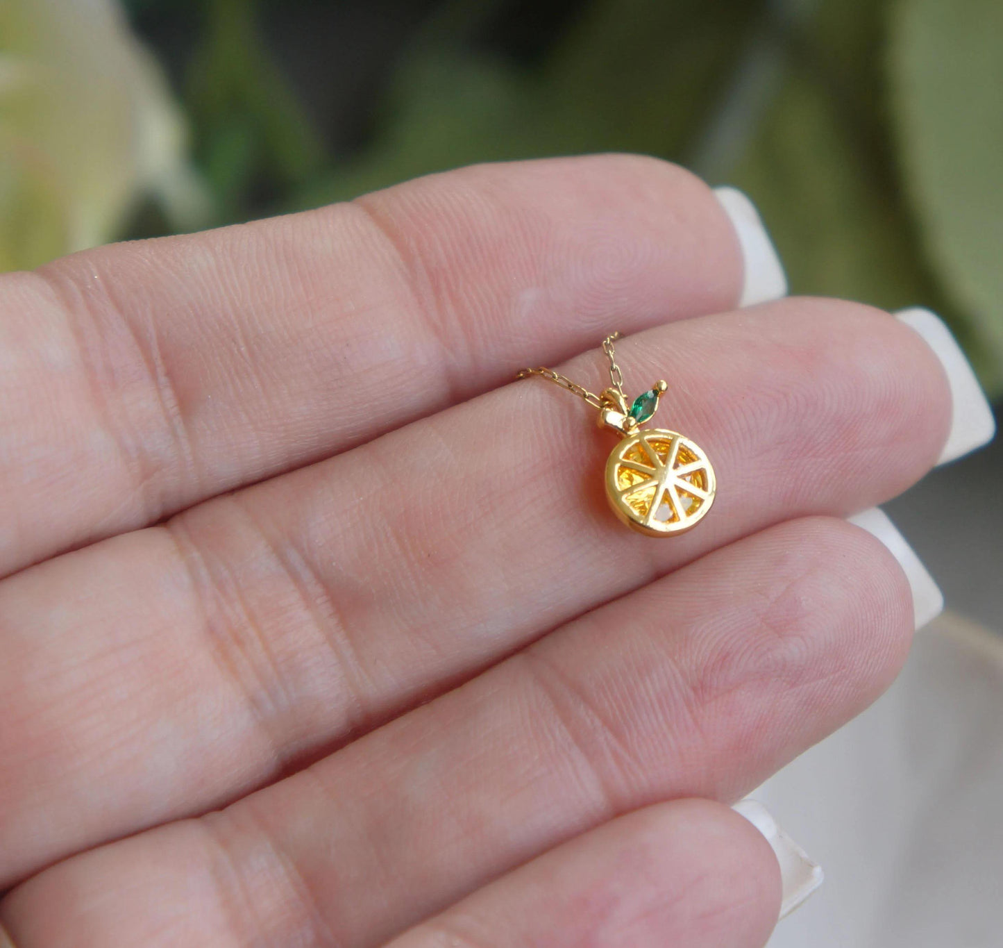 Gold Lemon Fruit Necklace Charm, Tiny Citrus Pendant, Cute Lemon Gift, Dainty Jewelry, Minimalist, Gift for Her