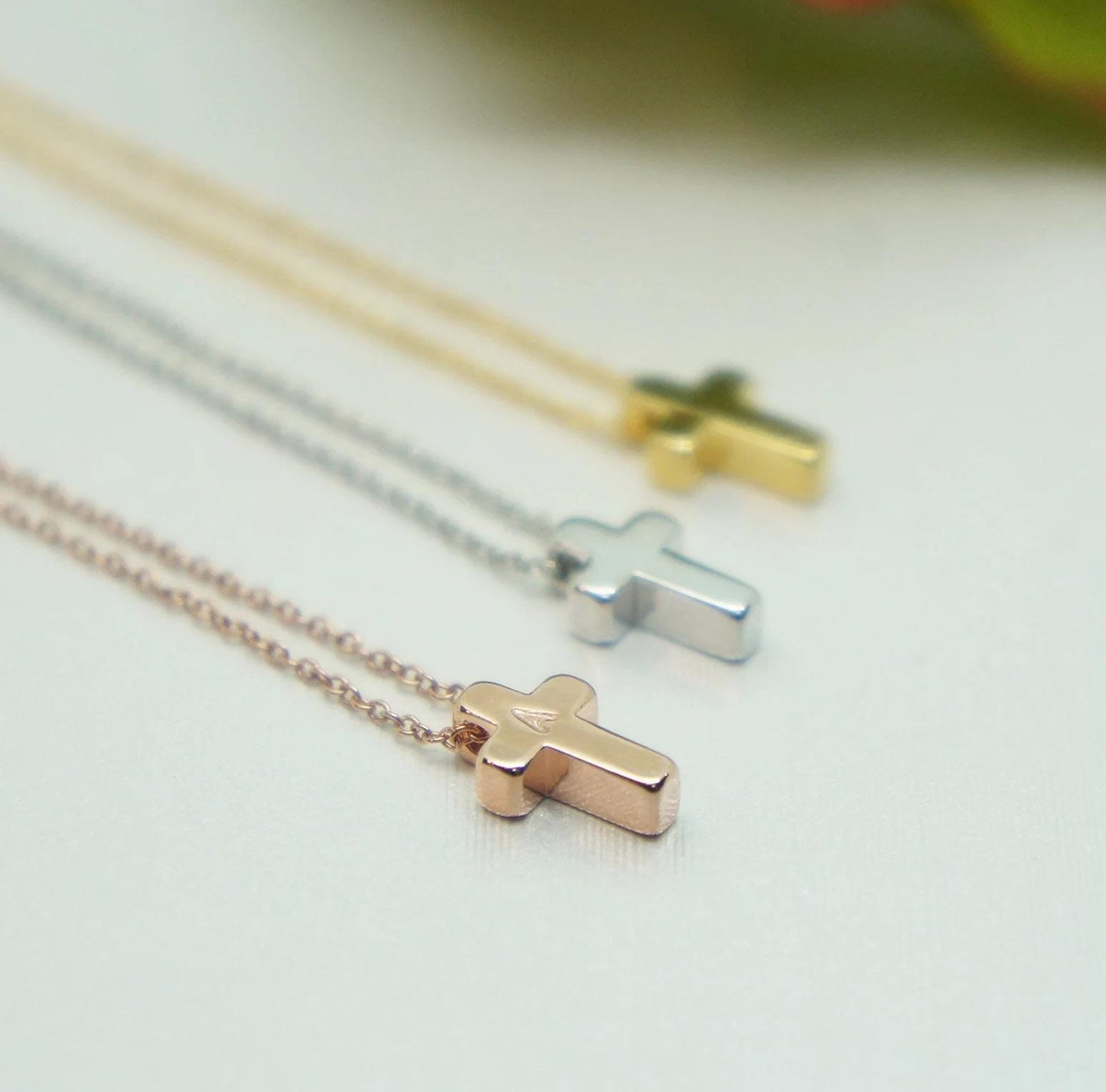 Cross Necklace Personalized Tiny Cross Gift for Her Rose Gold Religious Dainty Necklace Initial Necklace Best Friend Gift Wedding