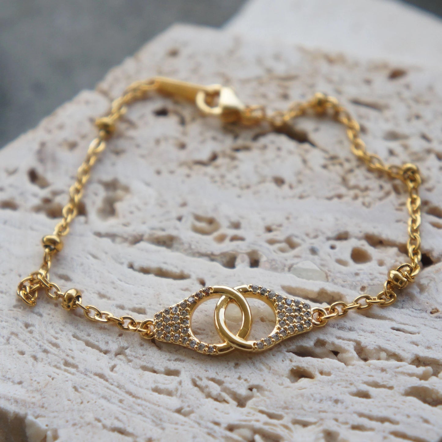 Delicate Gold Eternity Bracelet, CZ Charm Bracelet,  Mother Gift, Dainty Jewelry, Elegant Gift for Her, Wrist Accessory, Friendship Bracelet