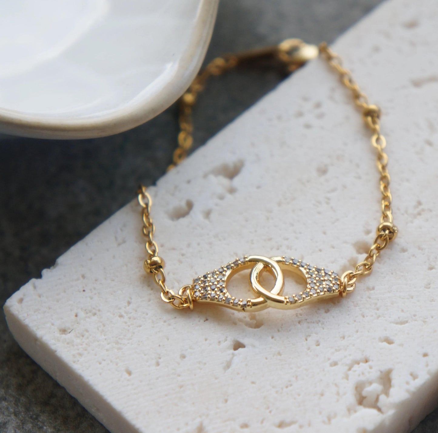 Delicate Gold Eternity Bracelet, CZ Charm Bracelet,  Mother Gift, Dainty Jewelry, Elegant Gift for Her, Wrist Accessory, Friendship Bracelet