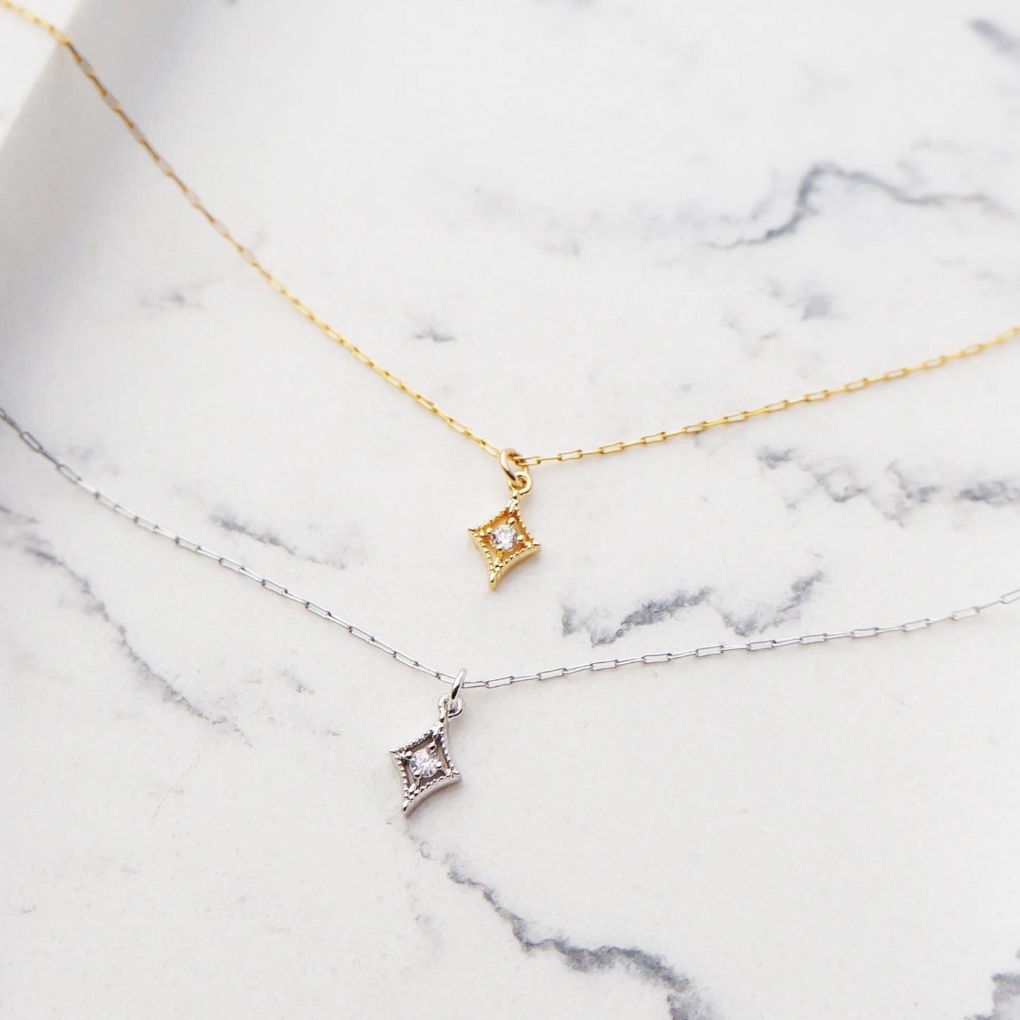 Mini Diamond Charm Necklace Tiny CZ Necklace Bridesmaid Gift Minimalist Layering Necklace 14kt Gold Plated Delicate Tiny Necklace