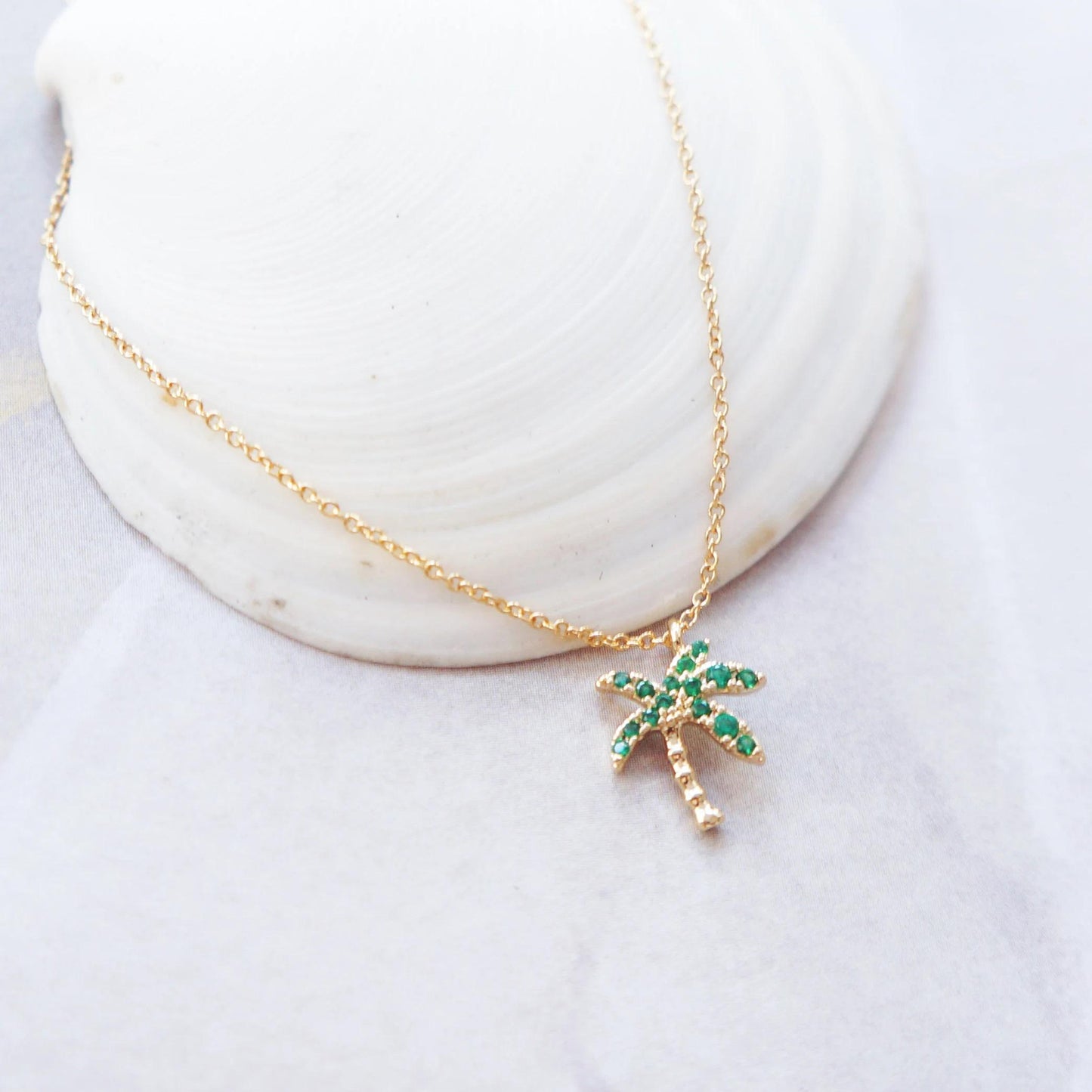 Dainty Little Palm Tree Necklace Gift for Women Delicate Tiny Gold Necklace Summer Gift Cute Gift for Girls