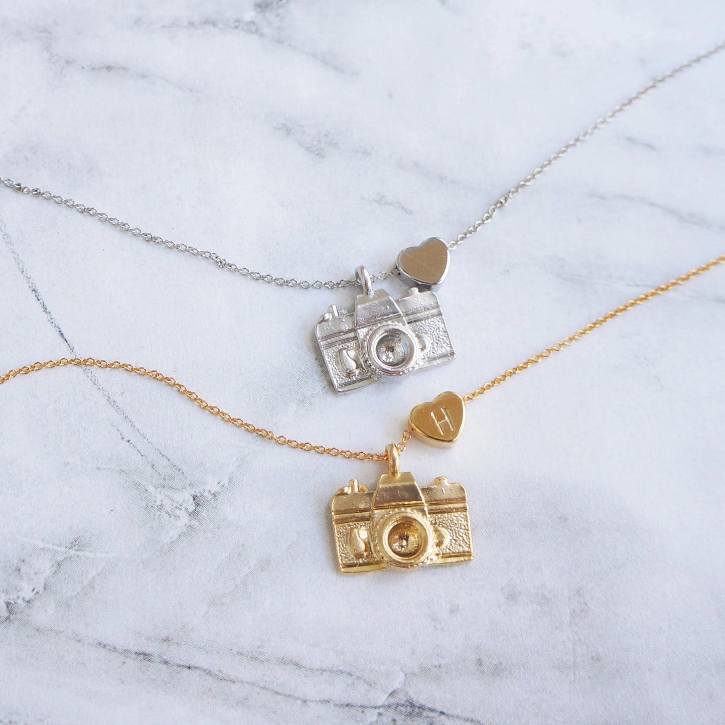 Camera Personalized Necklace Gold Charm Necklace Camera Necklace Best Friend Gift Silver Necklace Bridesmaid Gift Custom Heart Necklace