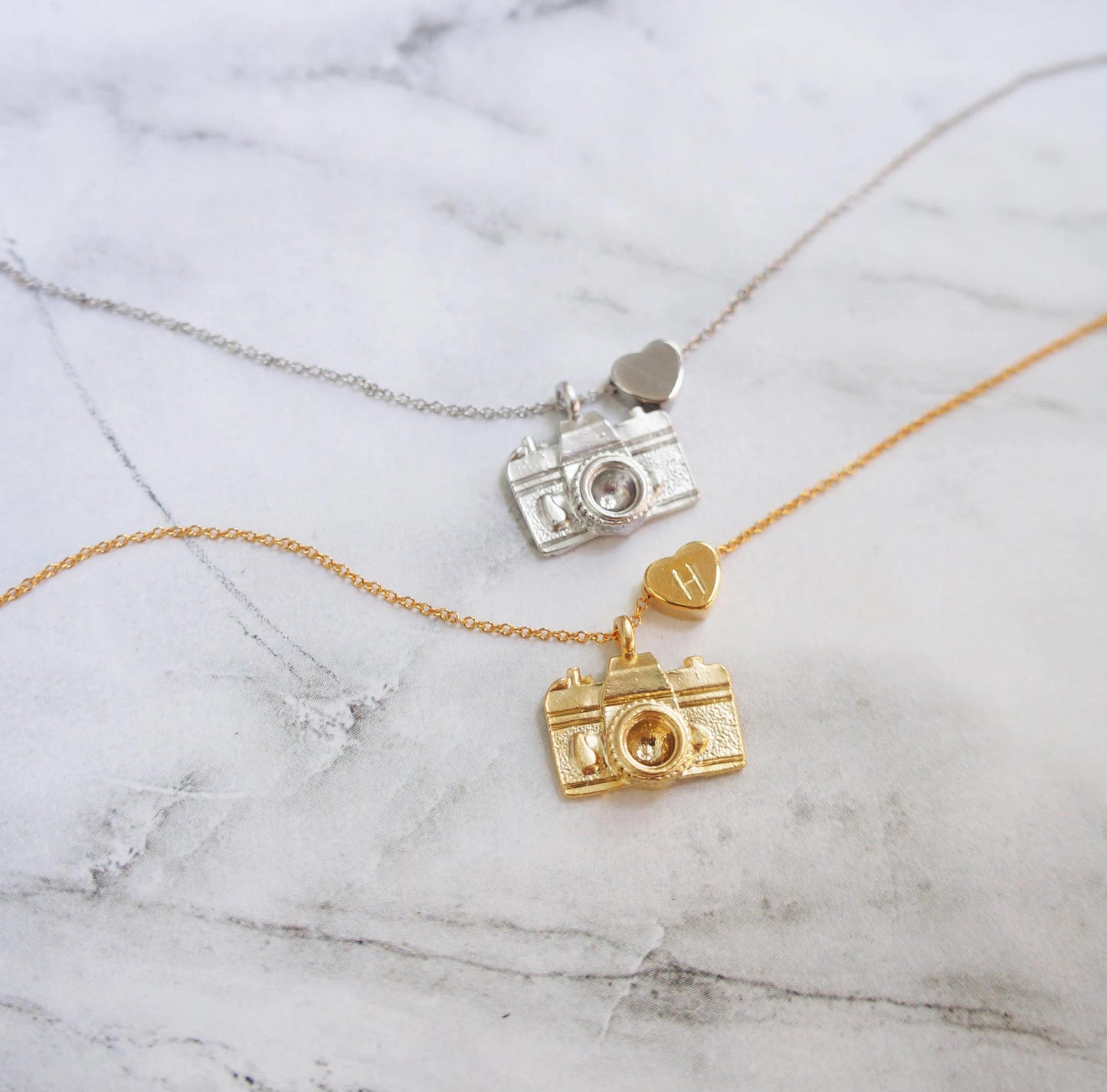 Camera Personalized Necklace Gold Charm Necklace Camera Necklace Best Friend Gift Silver Necklace Bridesmaid Gift Custom Heart Necklace