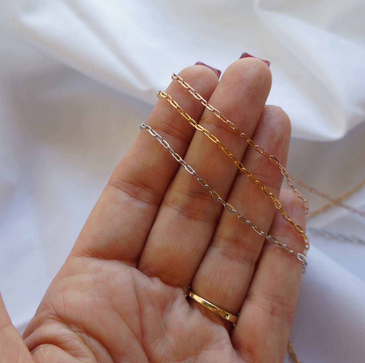 Paper Clip Chain Layering Necklace Dainty Link Chain Necklace Layering Chain Layer Necklace Delicate Minimalist Chain