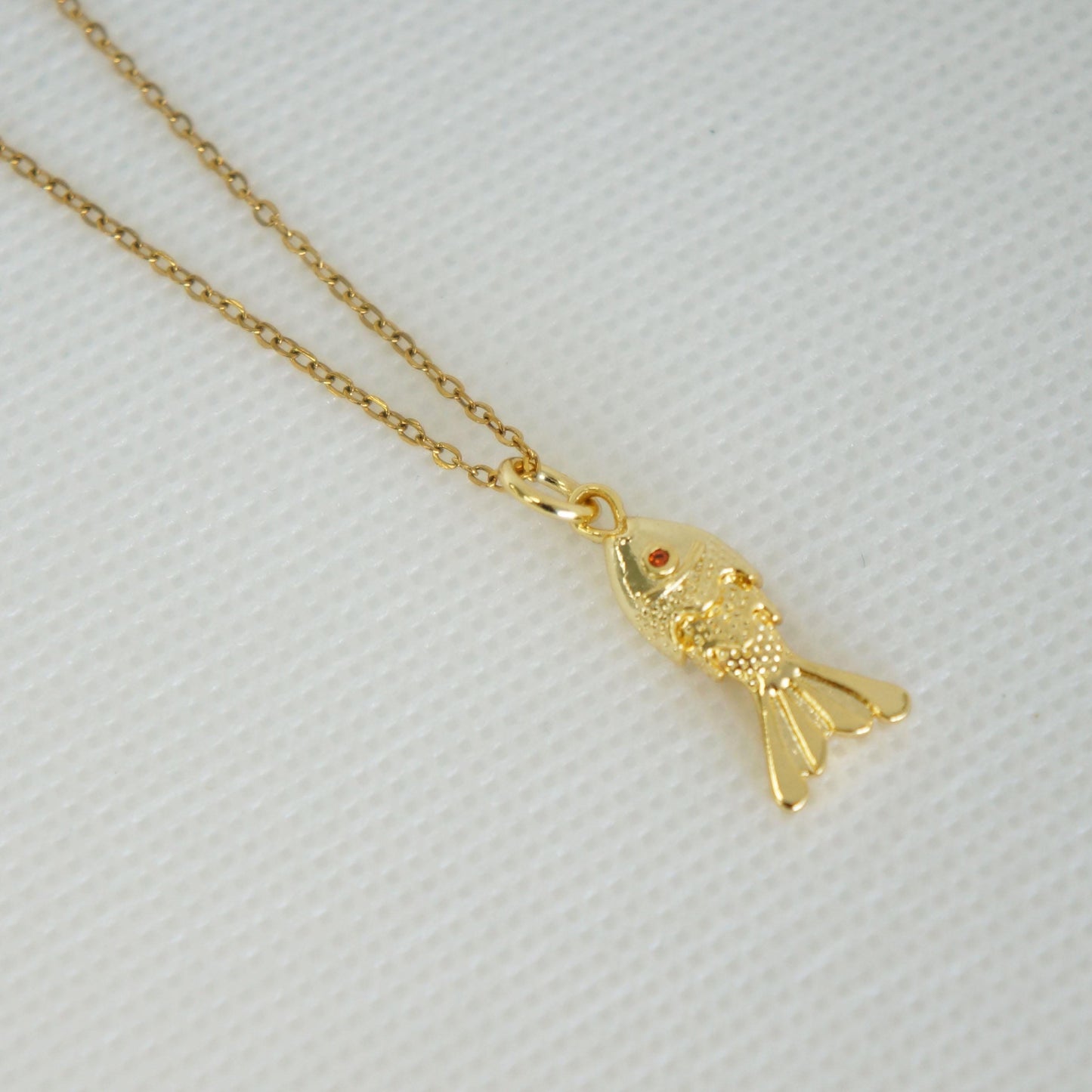 Gold Fish Charm Necklace, Koi Pendant,