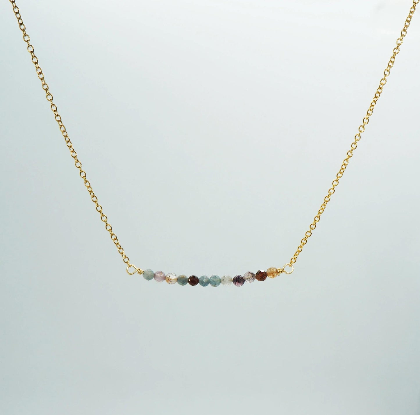 Tiny Sapphire Necklace Natural Multi Color Sapphire Beaded Necklace Delicate Layering Necklace September Birthstone Sapphire Jewelry