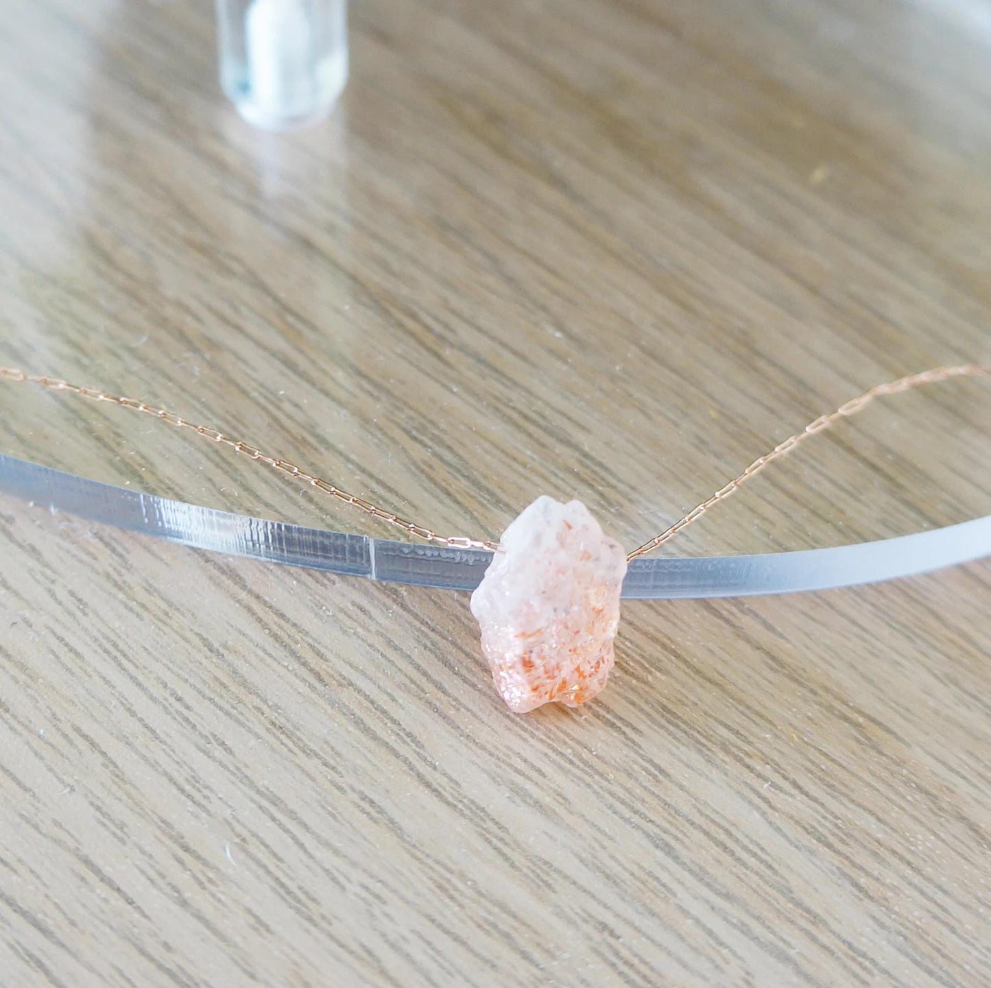 Raw Natural Sunstone Necklace  Natural Crystal Pendant Necklace for Woman Sunstone Cleanser Necklace for Her Gift Idea