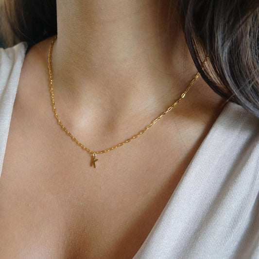 18KT Plated Tiny Initial Letter Necklace