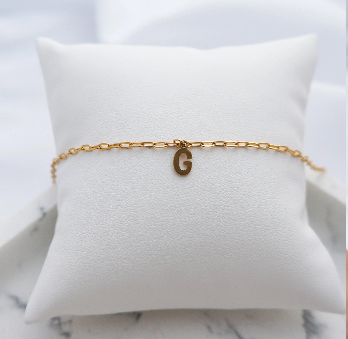 Personalized Initial Bracelet on Paper Clip Chain, Delicate Gold Letter Jewelry, Custom Alphabet Bracelet for Her, Minimalist Jewelry Gift