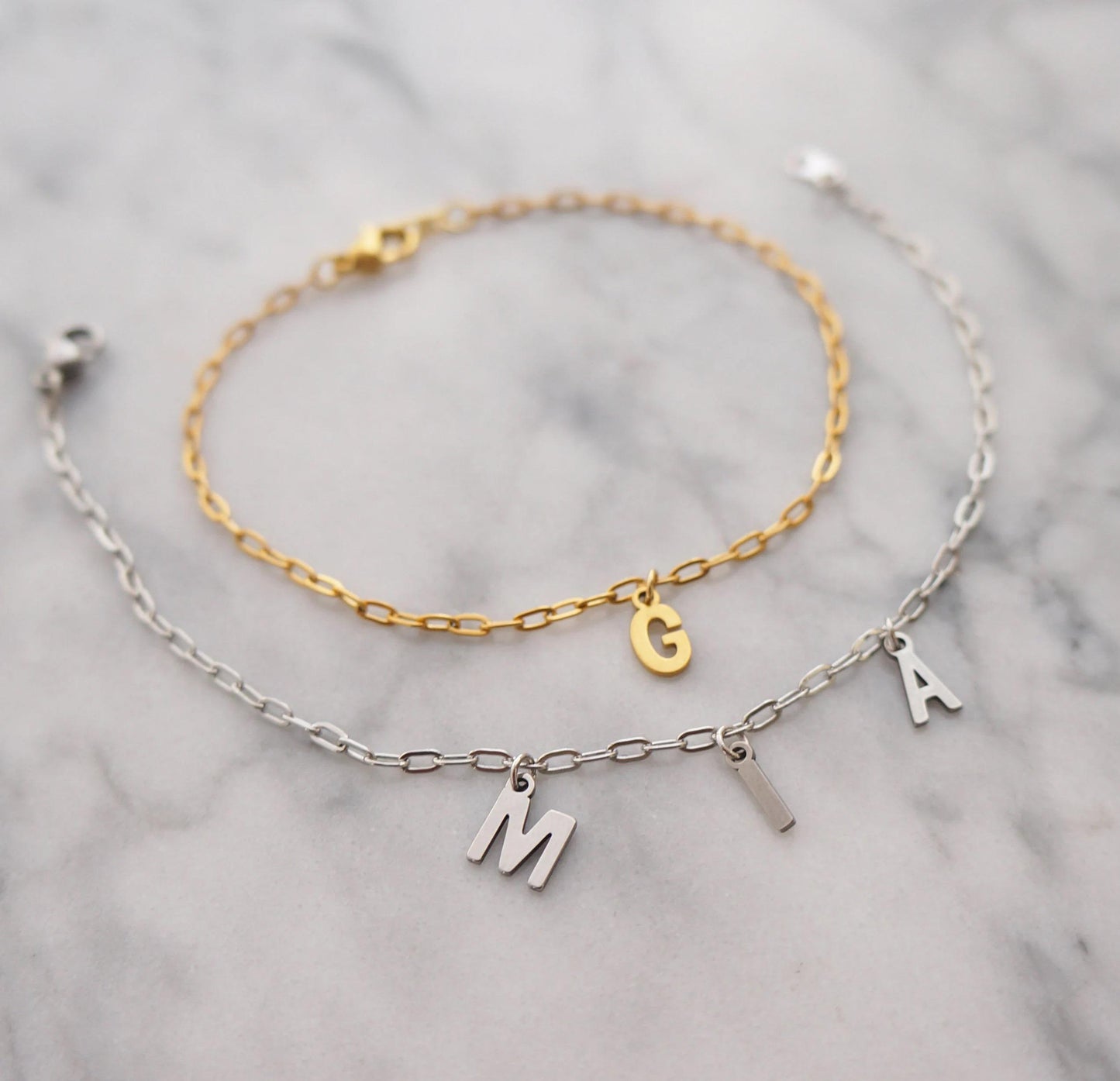 Personalized Initial Bracelet on Paper Clip Chain, Delicate Gold Letter Jewelry, Custom Alphabet Bracelet for Her, Minimalist Jewelry Gift