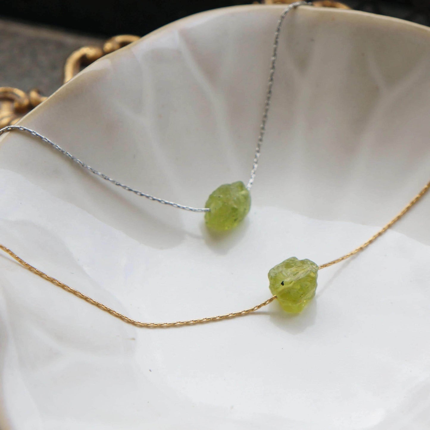 Natural Peridot Necklace, Raw Crystal August Birthstone, Dainty Healing Stone Jewelry, Green Gemstone Gift, Rough Green Peridot