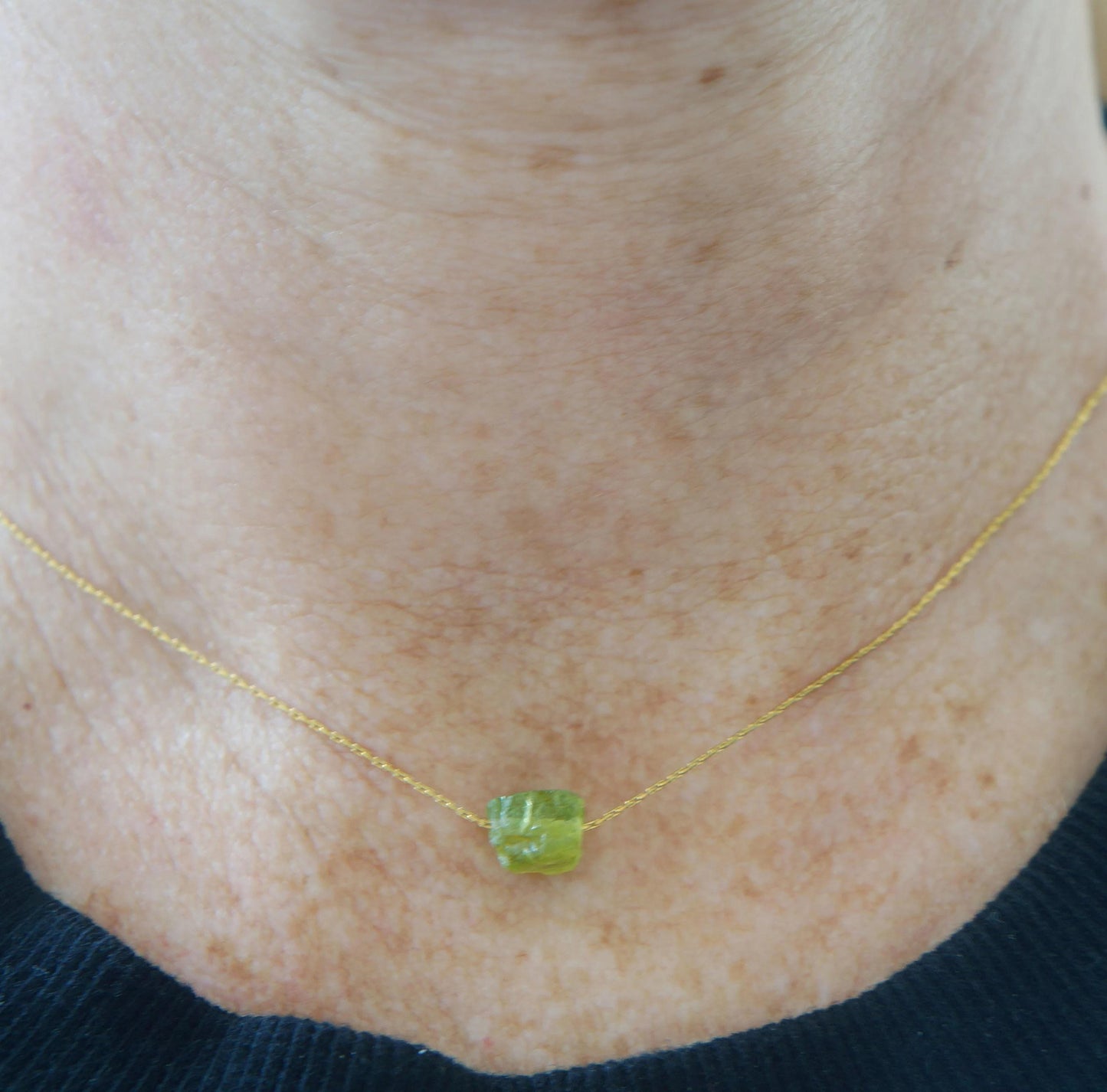 Natural Peridot Necklace, Raw Crystal August Birthstone, Dainty Healing Stone Jewelry, Green Gemstone Gift, Rough Green Peridot