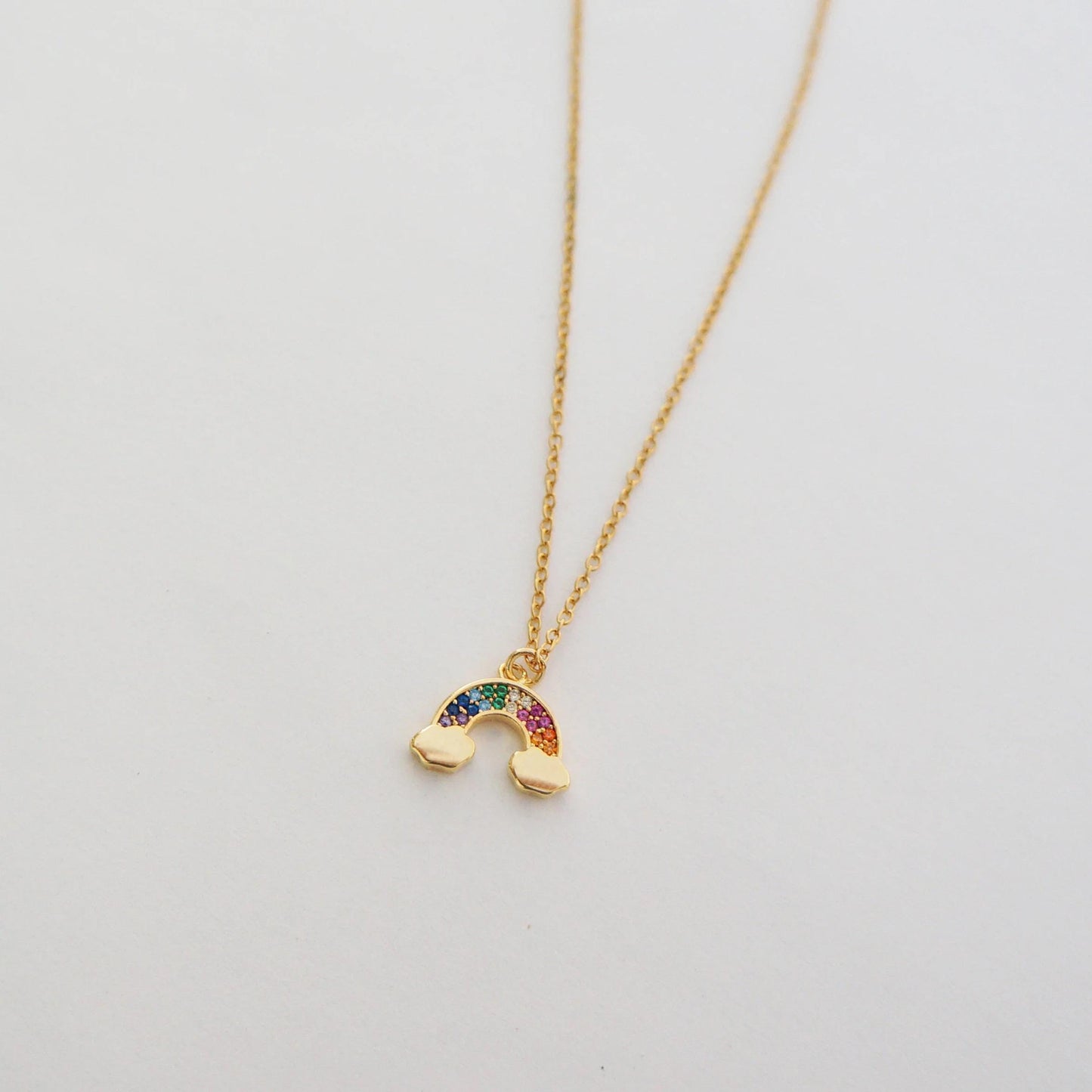 Multicolor Tiny Gold Rainbow Charm Necklace